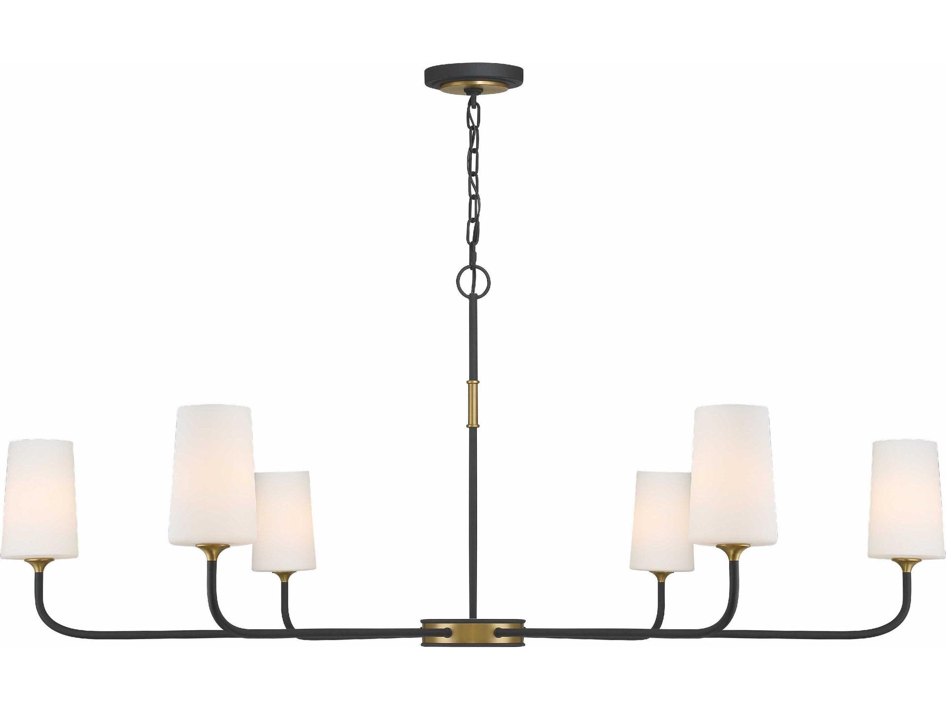 Crystorama Niles 6-Light Black Forged Modern Gold Glass Candelabra Cylinder Chandelier