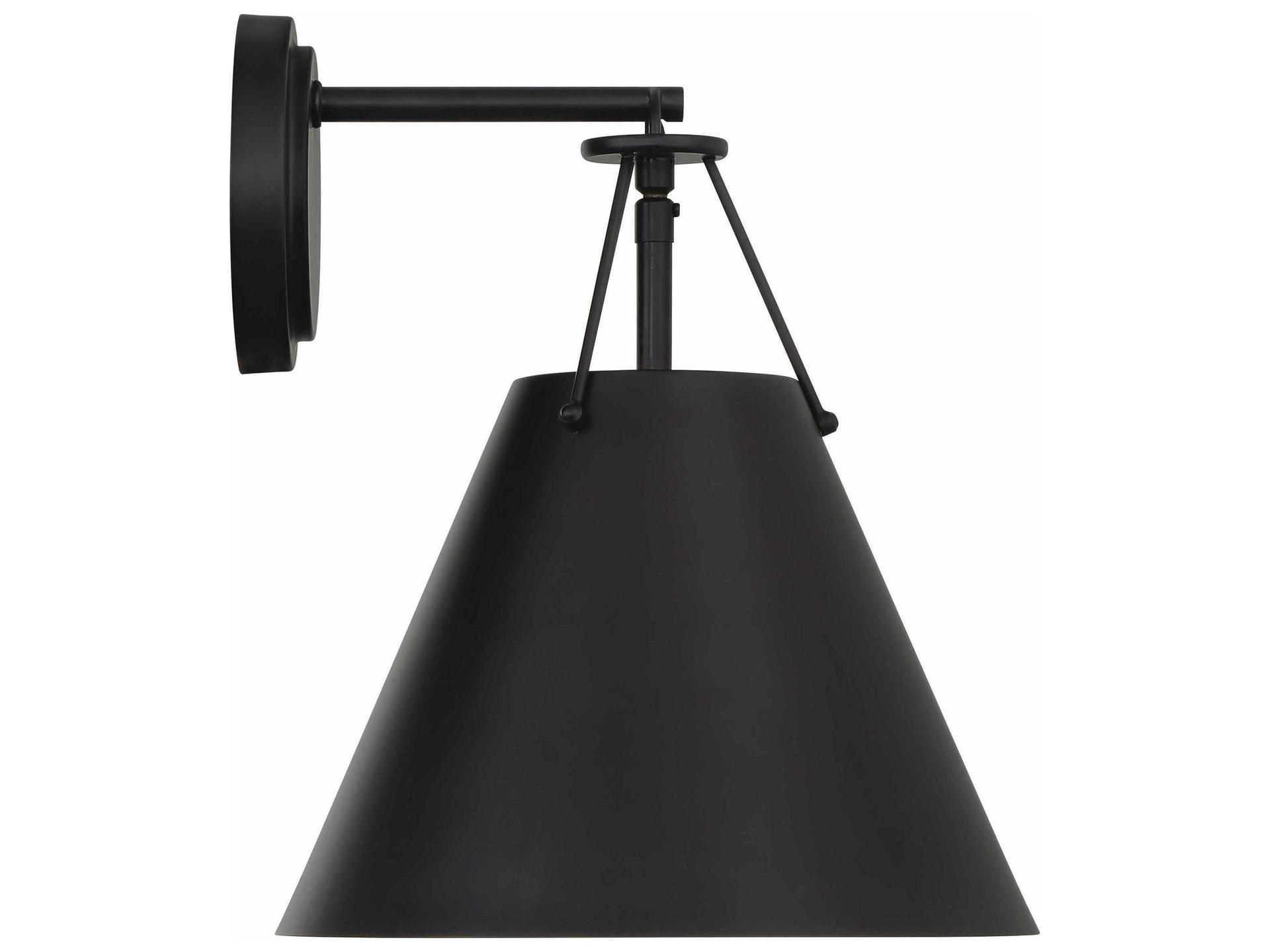Xavier 1-Light Matte Black Wall Sconce with Steel Shade