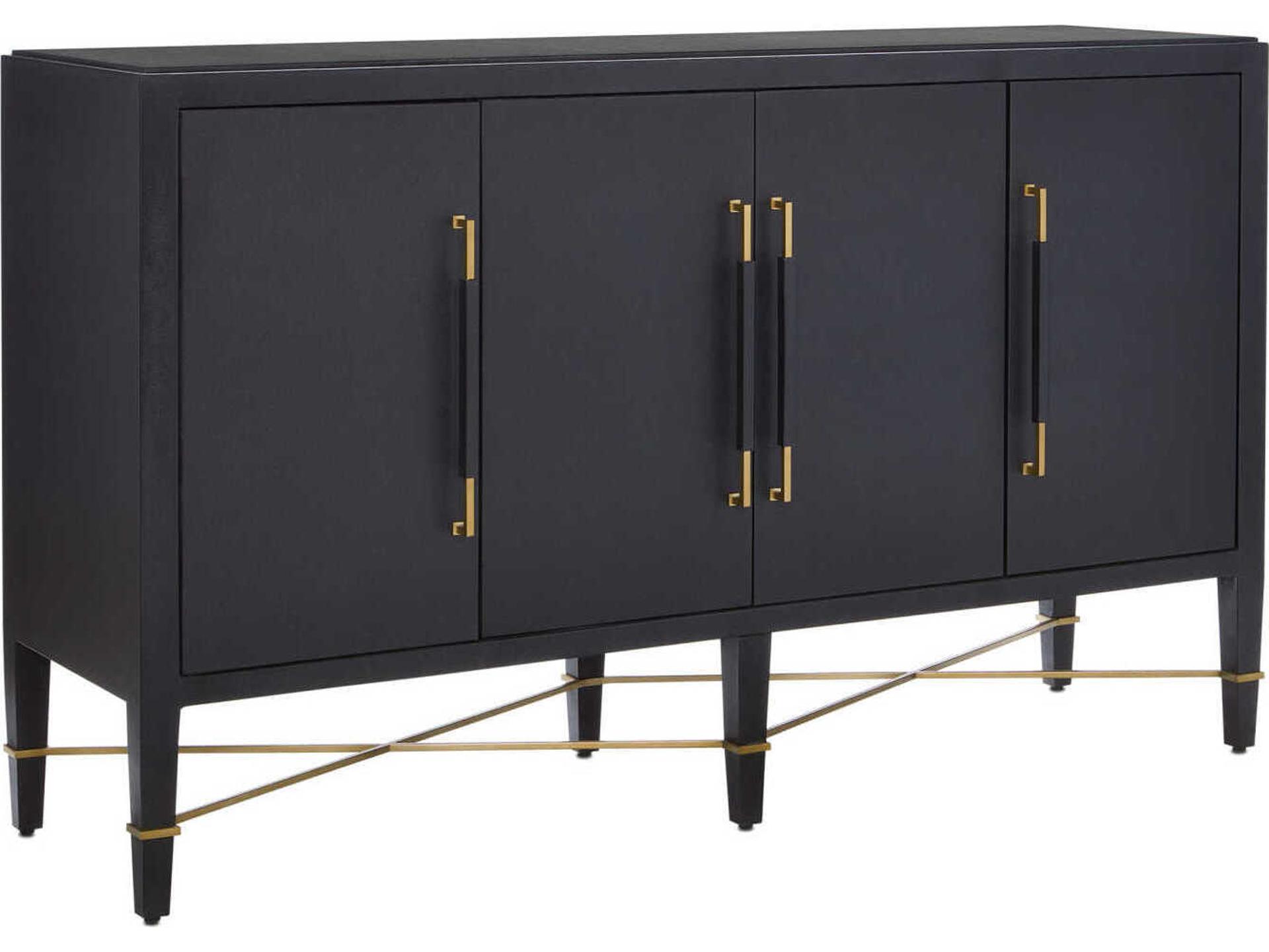 Verona Sideboard in Black Lacquered Linen