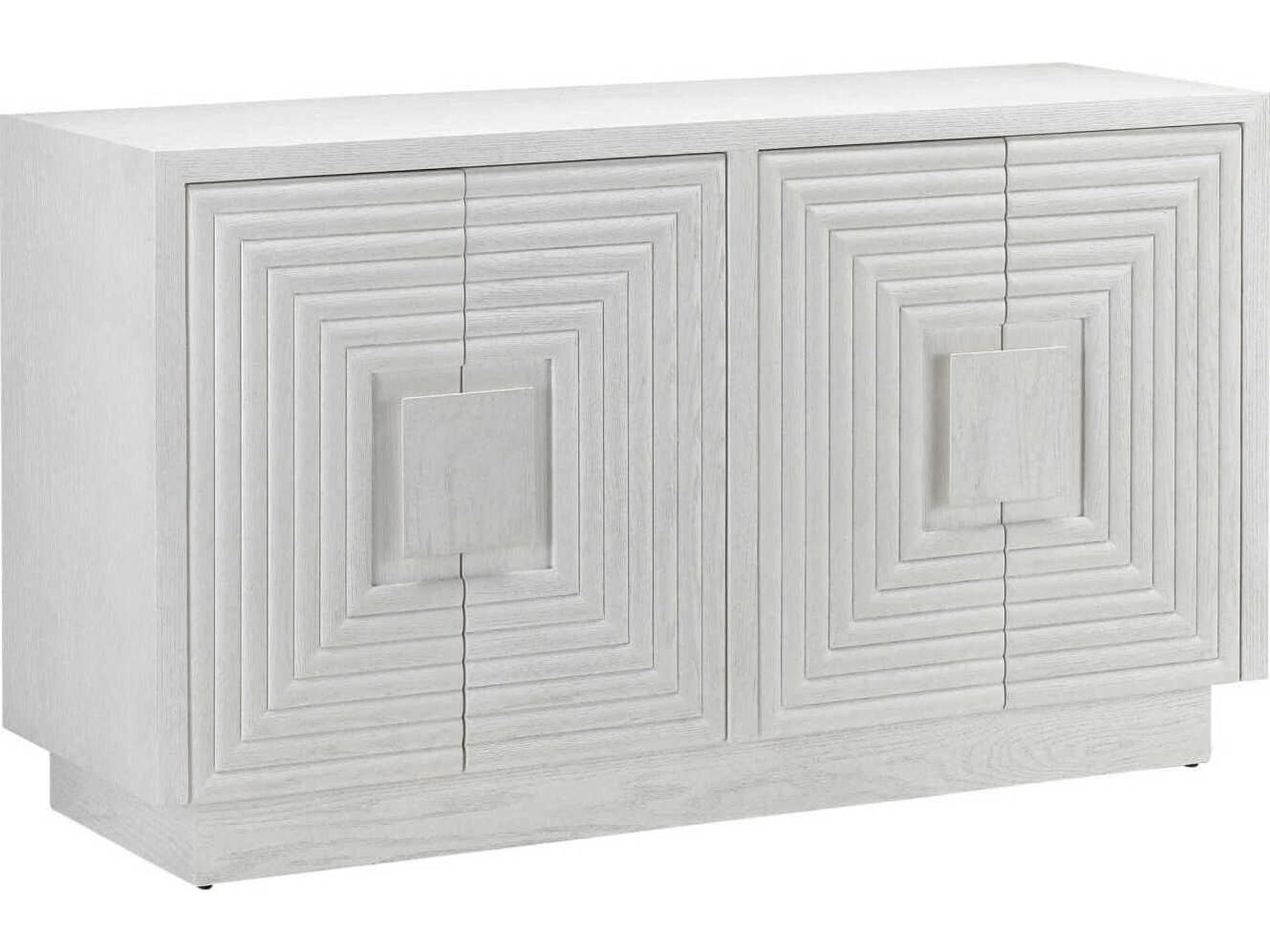 Morombe 56" Oak Wood Cerused White Sideboard