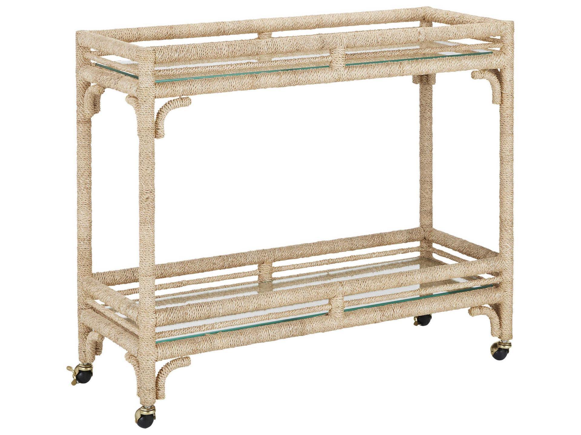 Olisa Glass Natural Clear Bar Cart