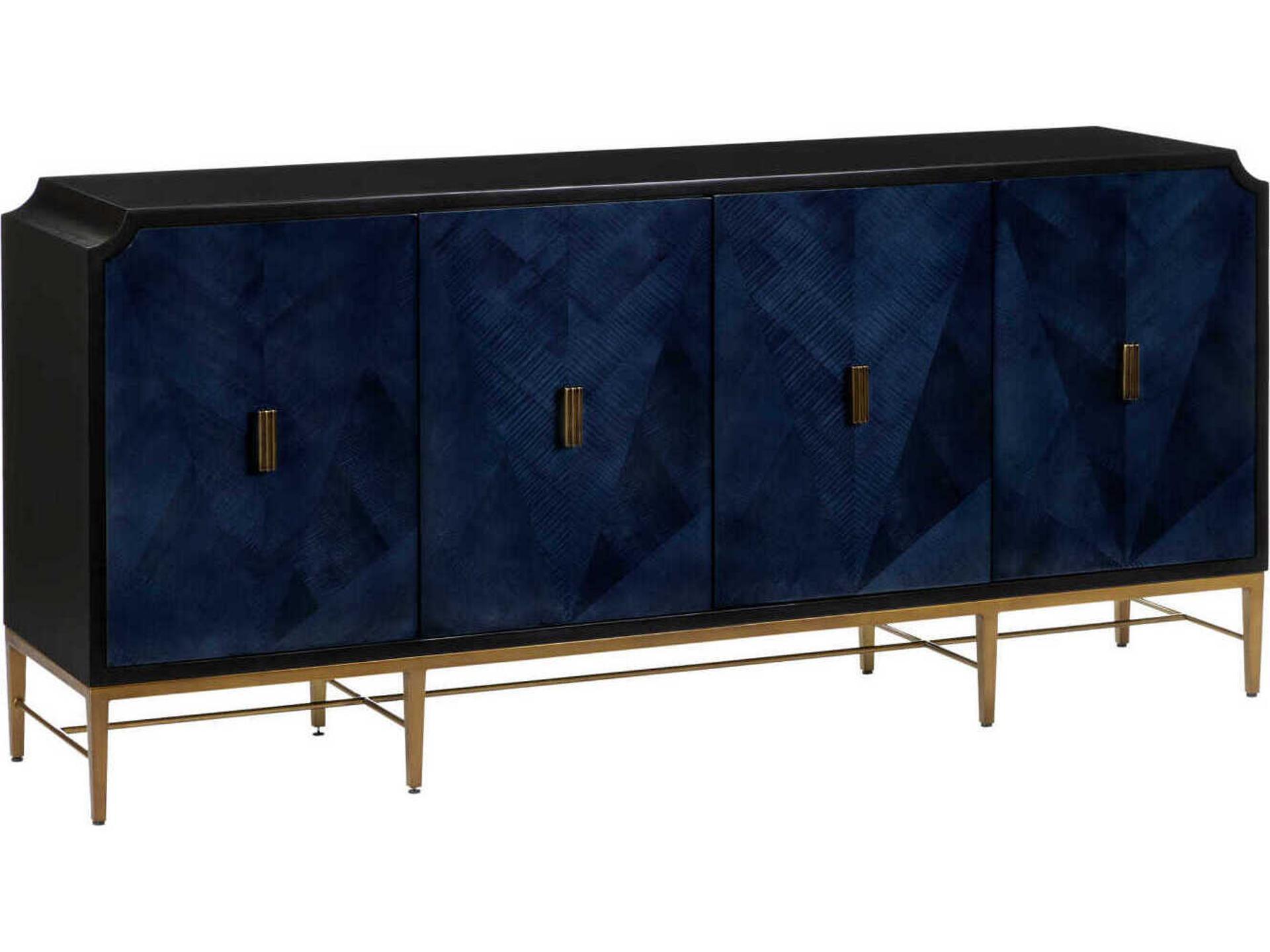 Kallista 80" Hardwood Dark Sapphire Caviar Black Sideboard
