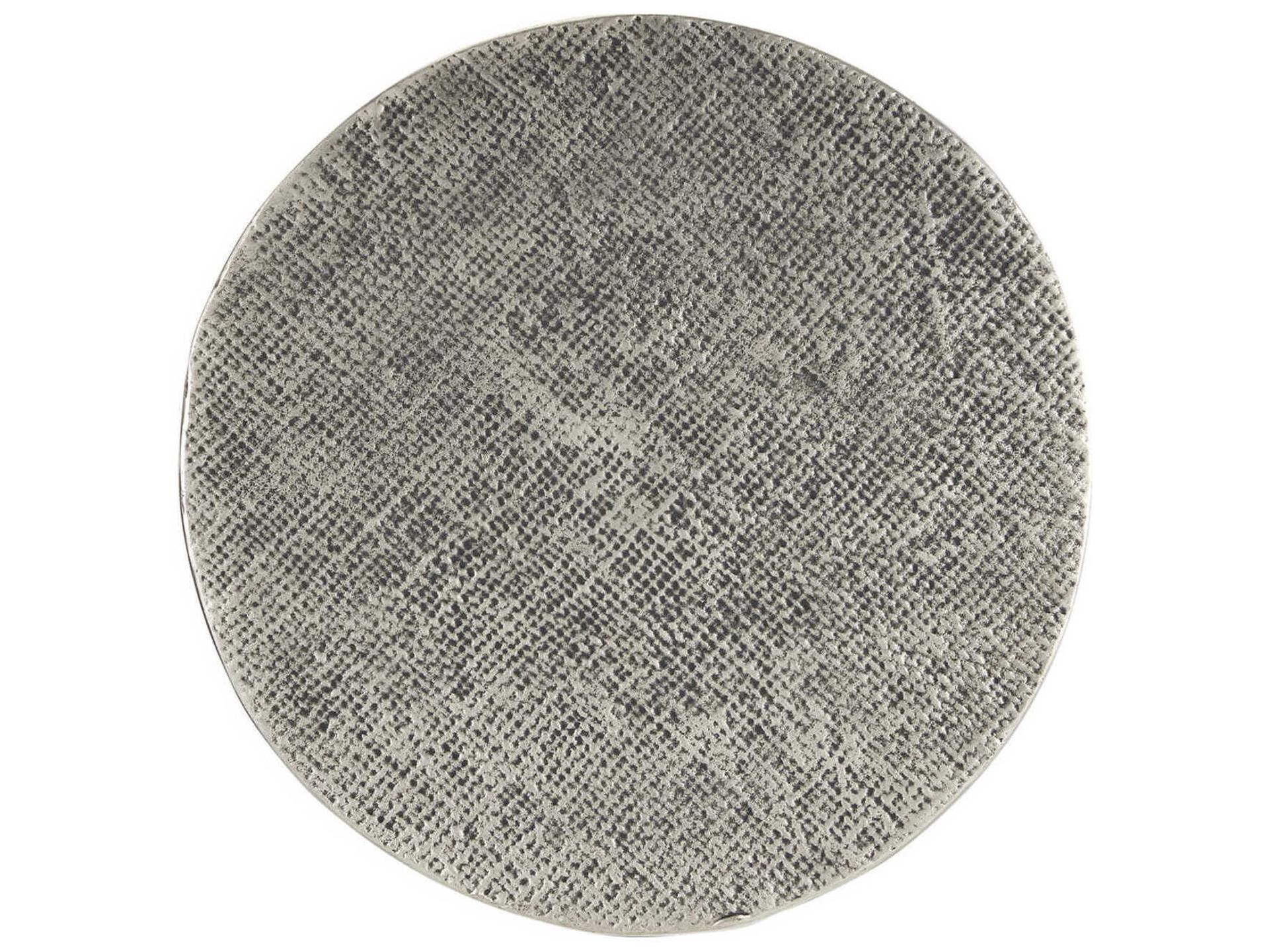 Currey & Company Kabeen Round Metal Antique Silver End Table