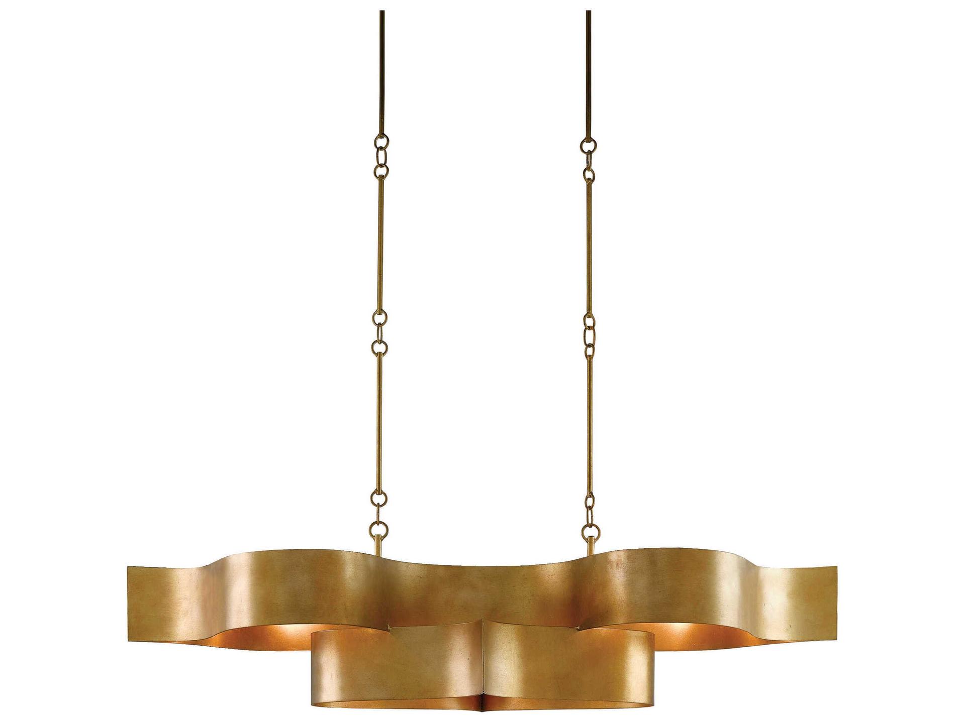 Currey and Company 6-Light Grand Lotus Oval Chandelier in Antique Gold Leaf