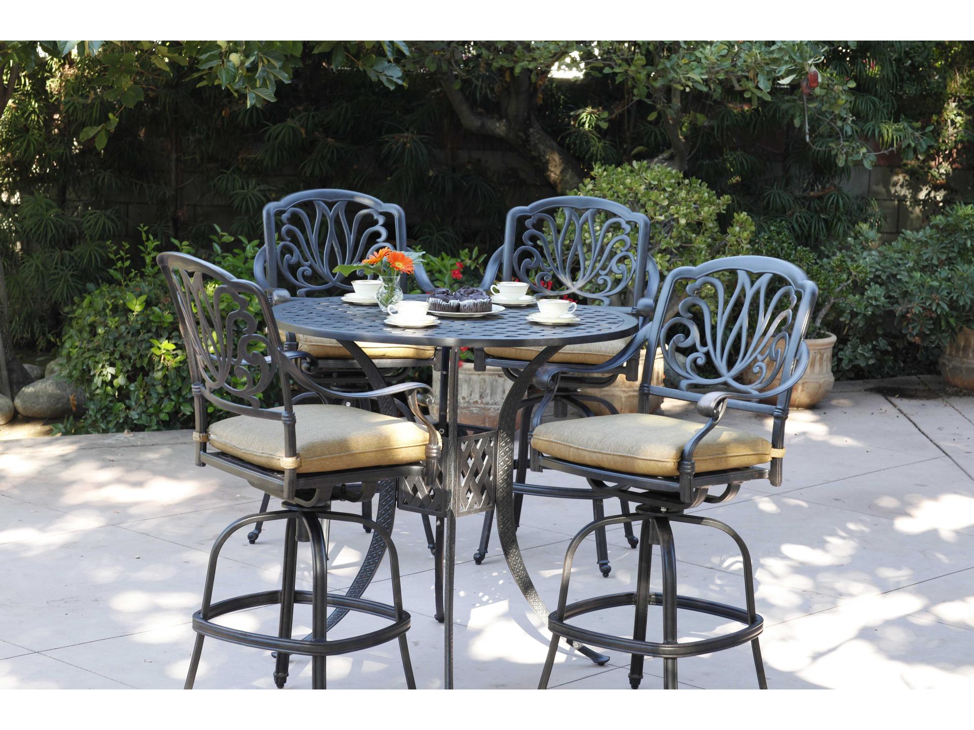 Darlee Outdoor Living Elisabeth Antique Bronze Cast Aluminum Bar Height Set