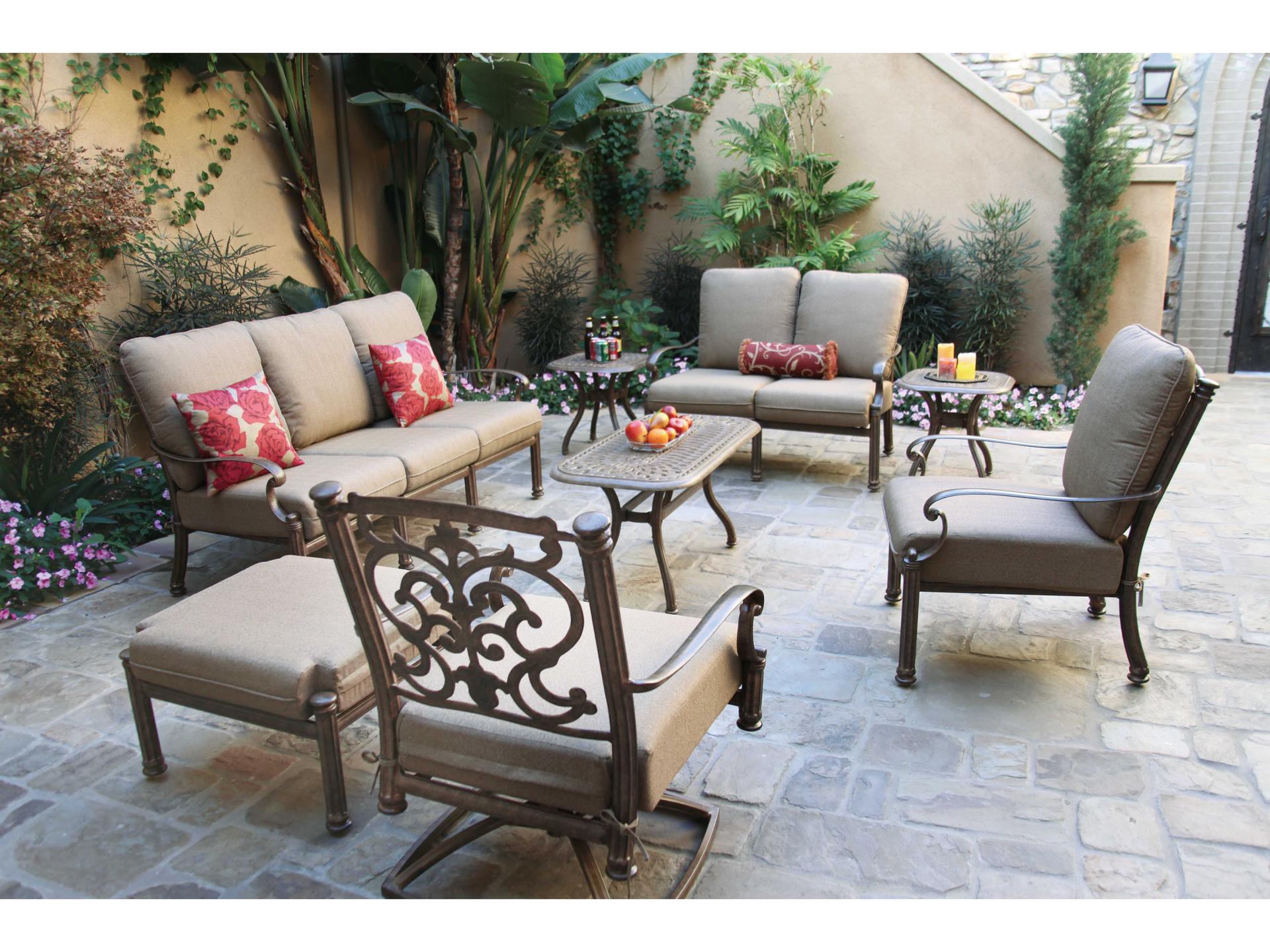 Darlee Outdoor Living Santa Barbara Antique Bronze Cast Aluminum Lounge Set