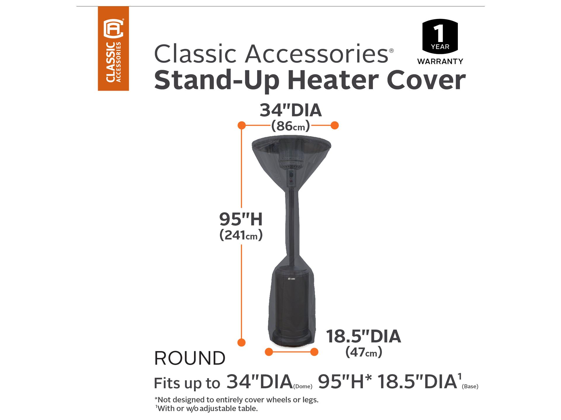 Duck Covers Classic Black 34 Inch Stand Up Patio Heater Cover