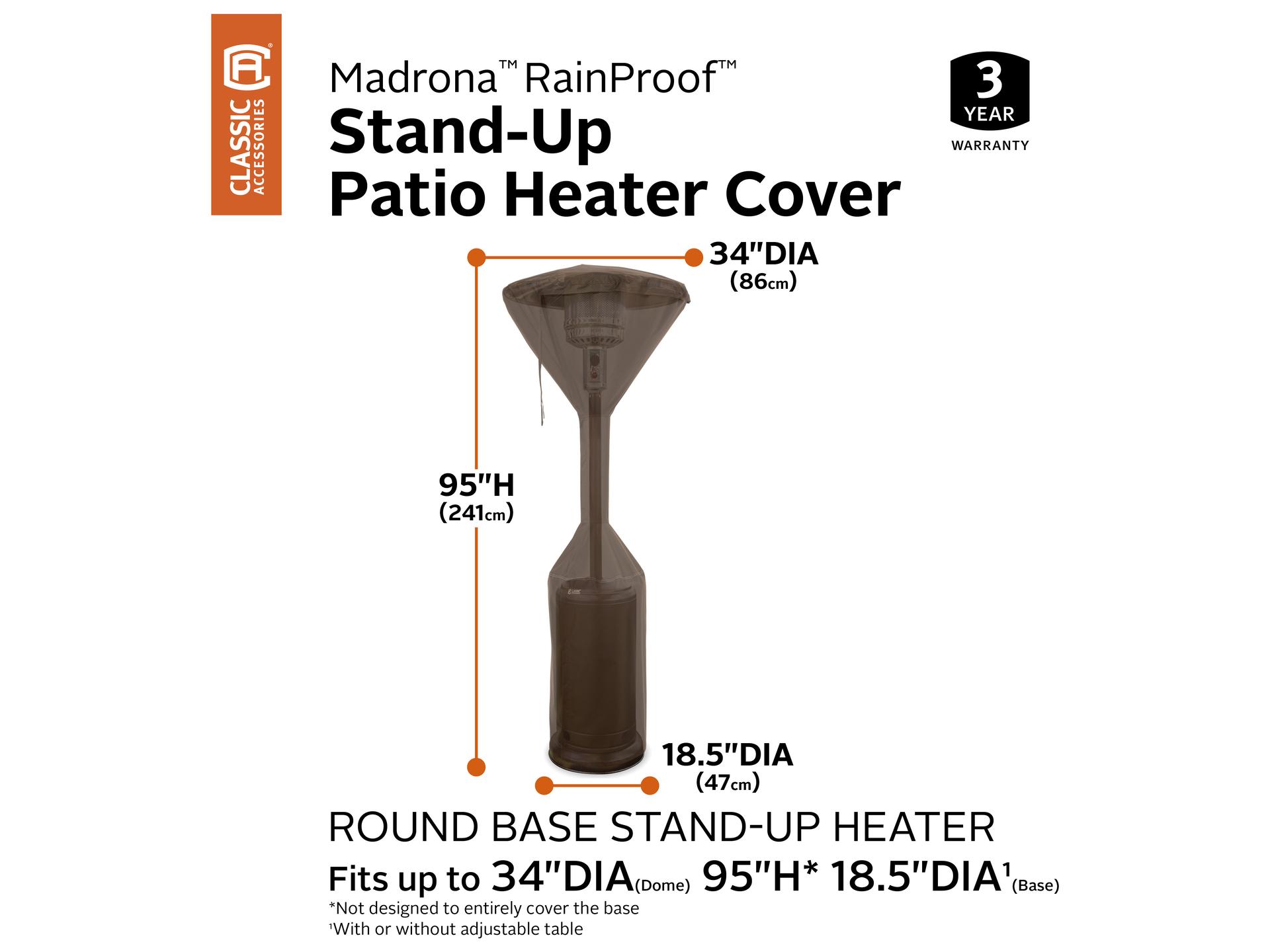 Duck Covers Madrona Dark Cocoa 36 Inch RainProof Stand-Up Patio Heater Cover