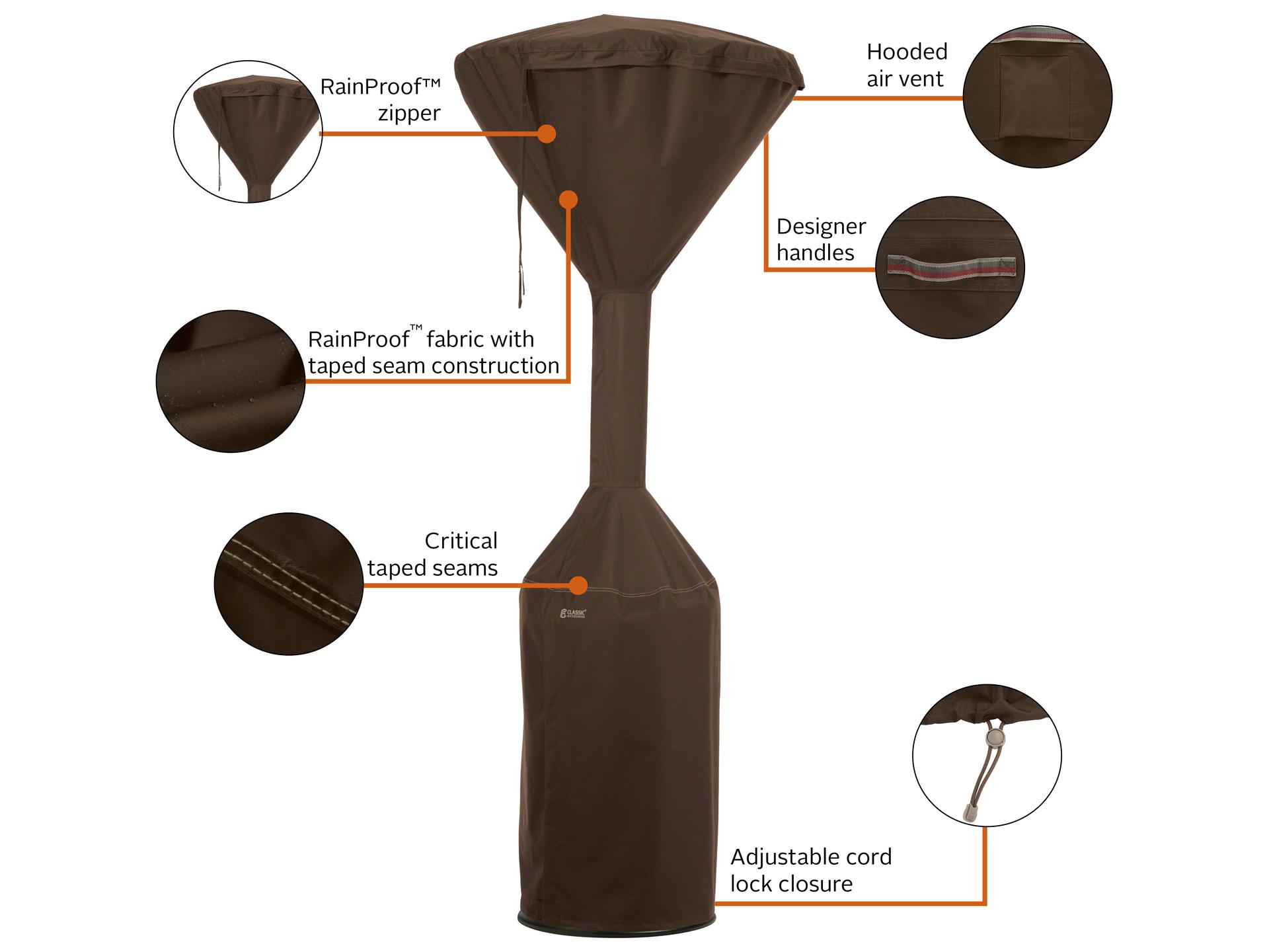 Duck Covers Madrona Dark Cocoa 36 Inch RainProof Stand-Up Patio Heater Cover