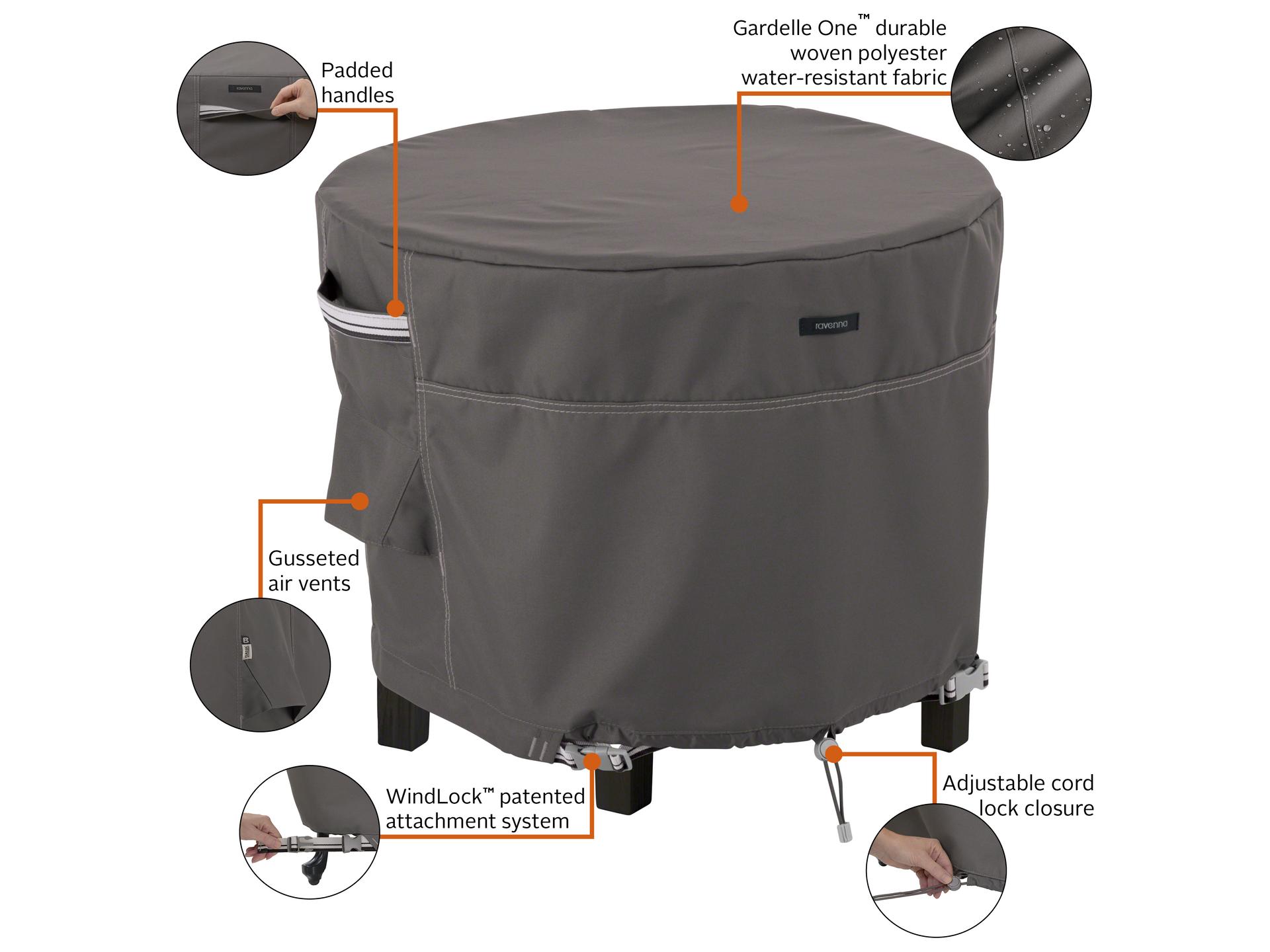 Duck Covers Ravenna Dark Taupe 32 Inch Ottoman Round Table Cover