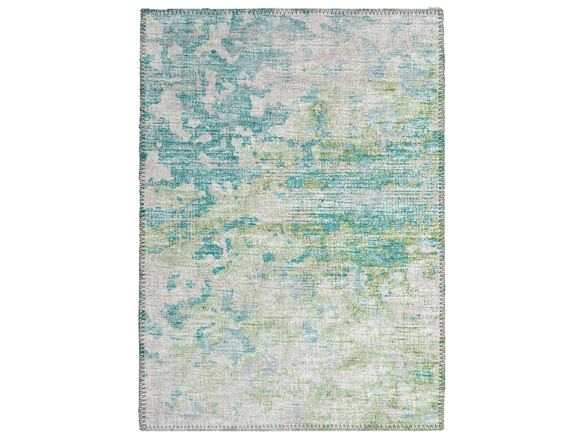 Accord Abstract Area Rug in Green with Non-Skid Backing