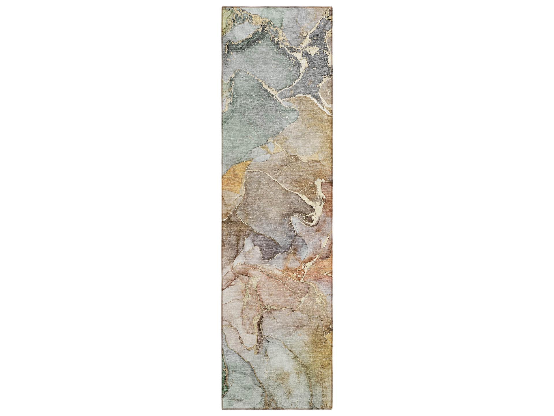 Chantille Runner Area Rug with Transitional Watercolor Pattern in Beige