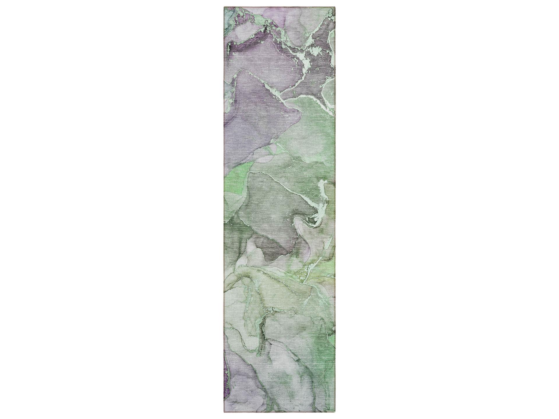 Chantille Green Runner Area Rug with Scalloped Medallion Pattern