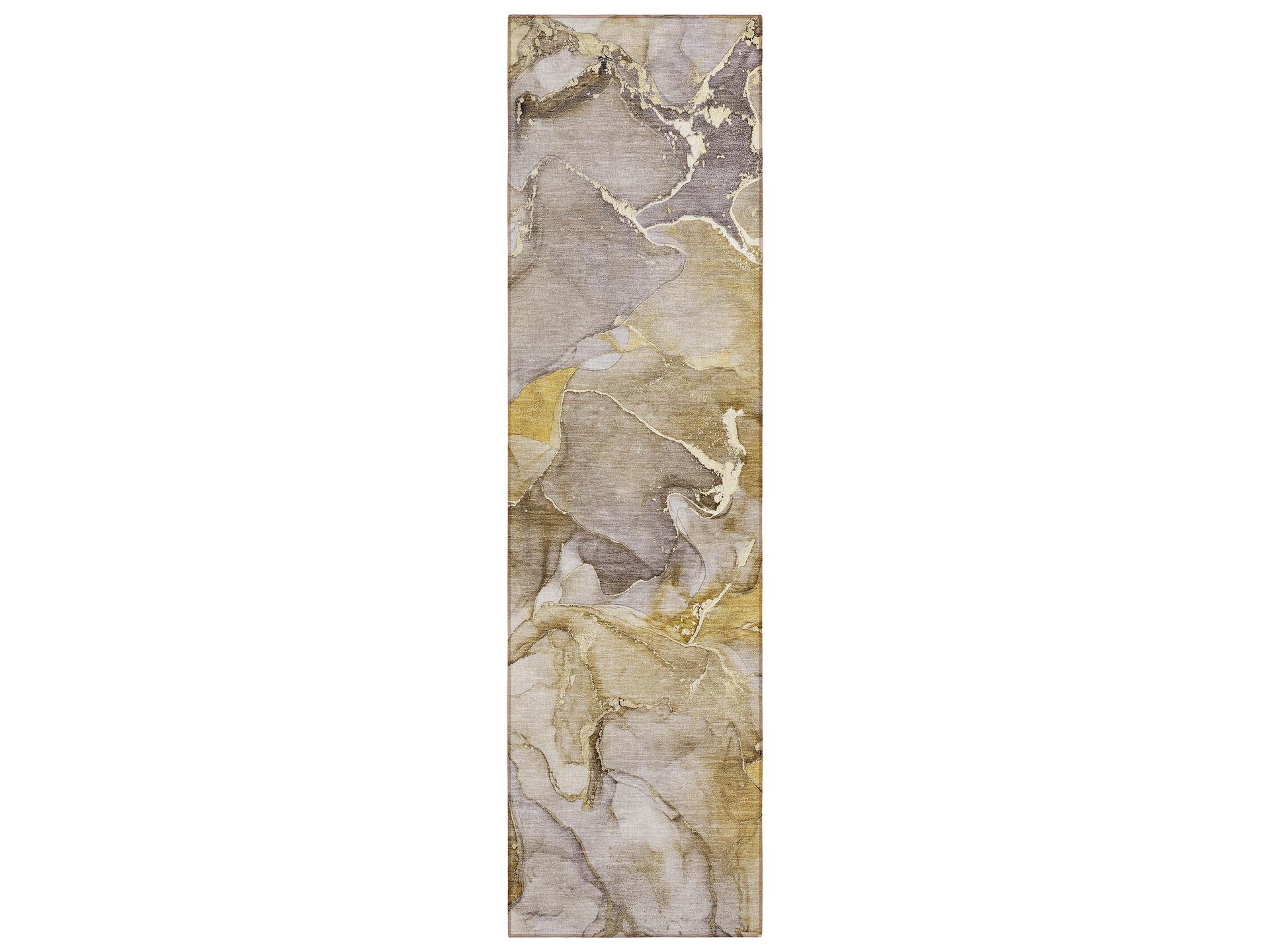 Chantille Watercolor Abstract Runner Area Rug in Taupe