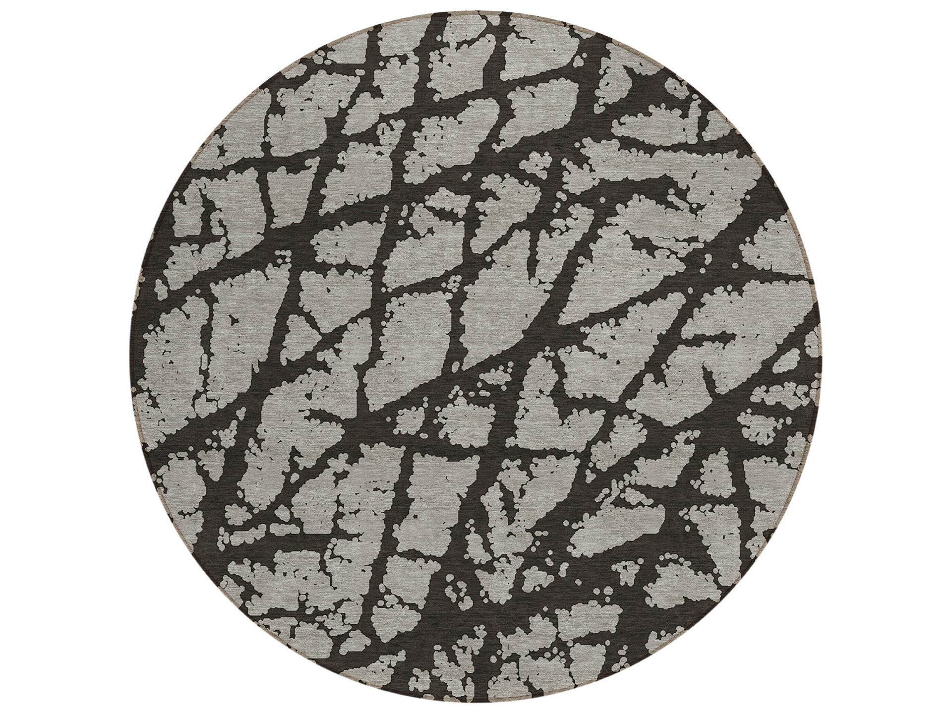 Chantille Round Area Rug Black Organic Crackle Pattern