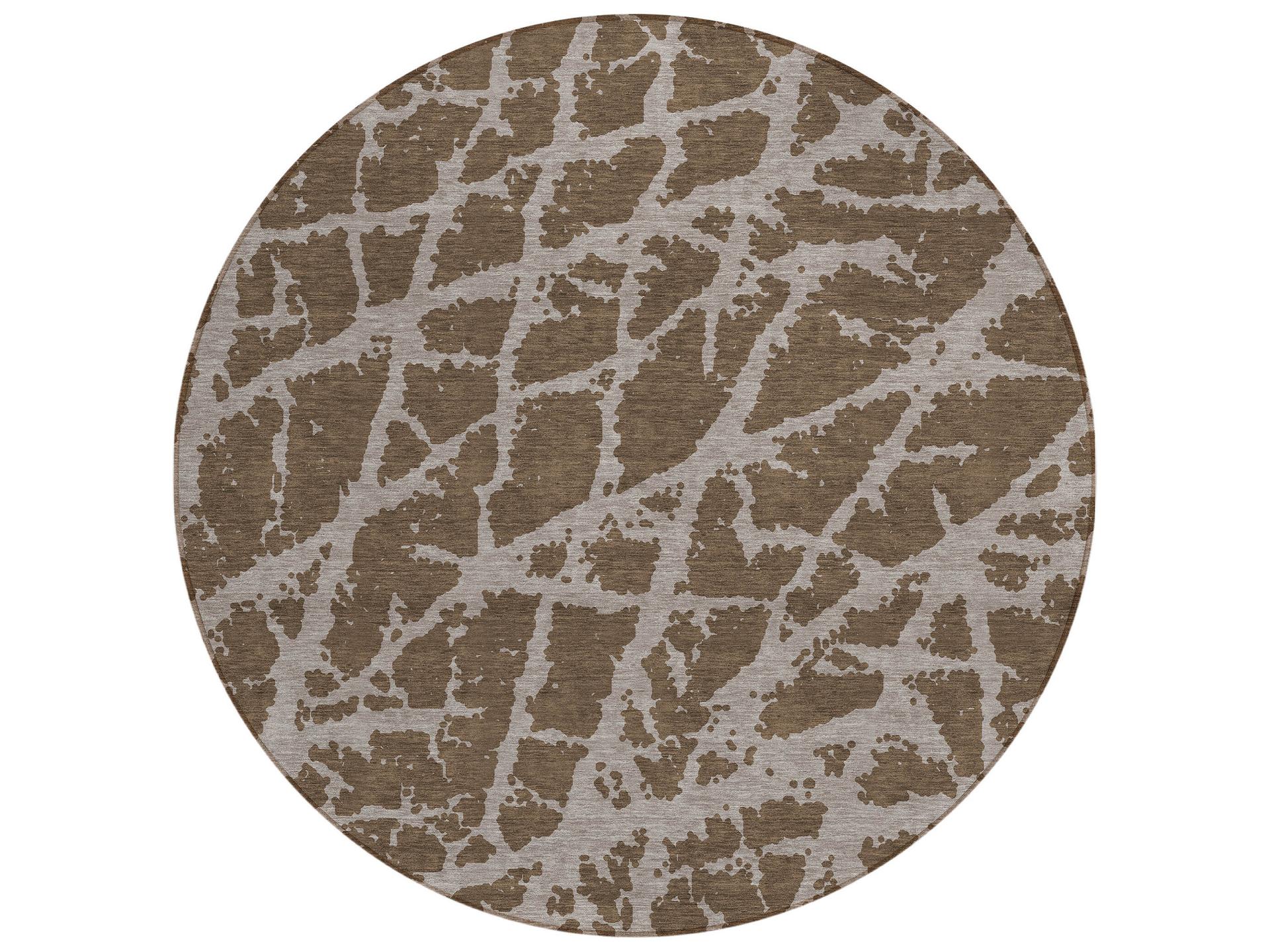 Chantille Round Area Rug Brown Machine Washable Indoor Outdoor