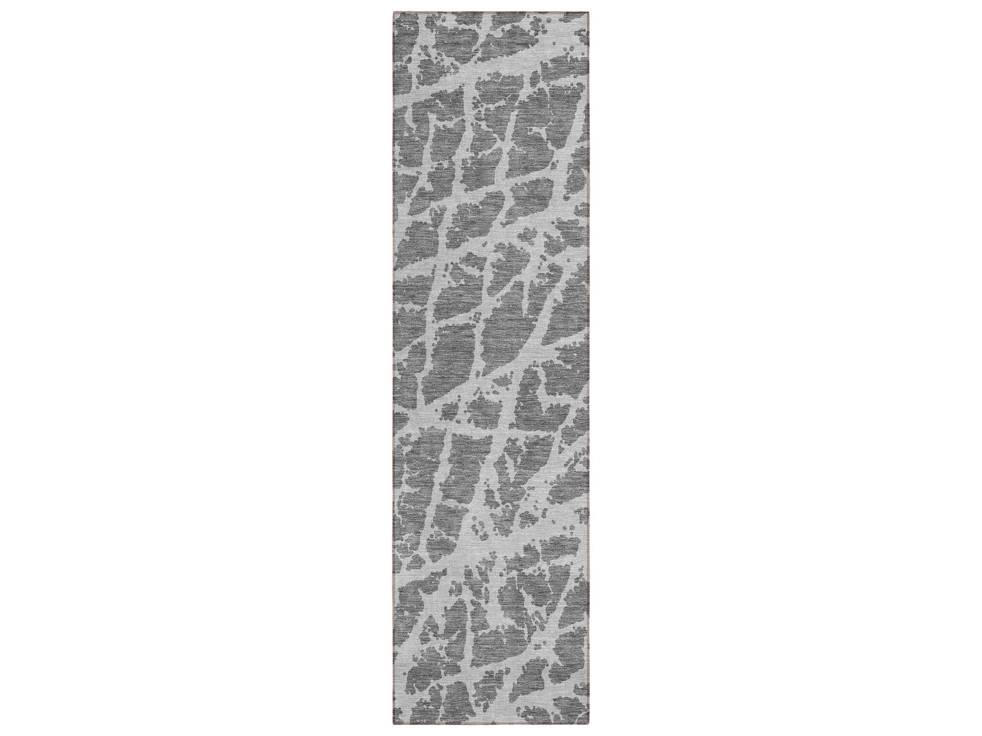 Chantille Runner Area Rug in Charcoal with Organic Crackle Pattern