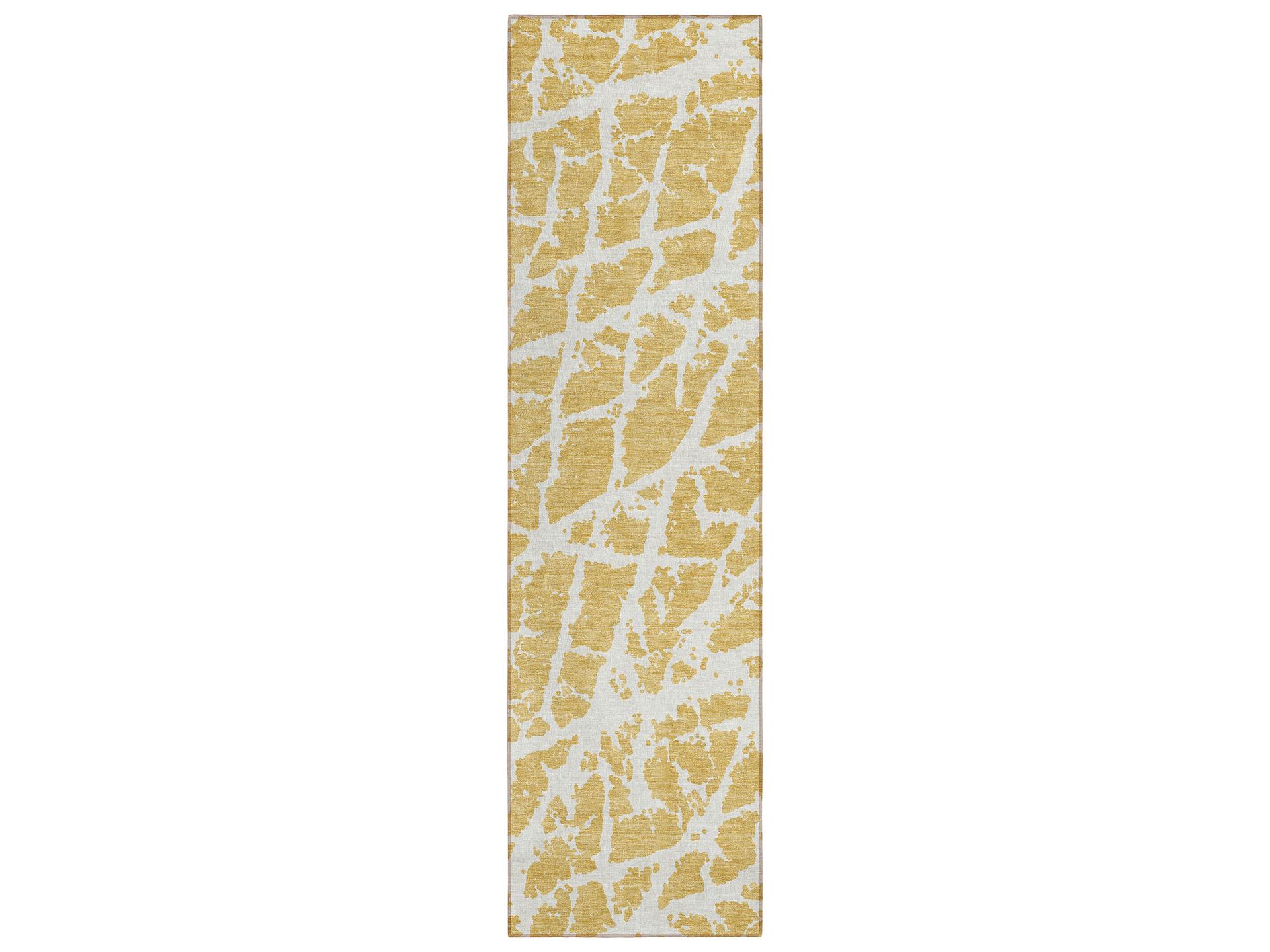 Chantille ACN501 Organic Crackle Pattern Runner Rug in Gold
