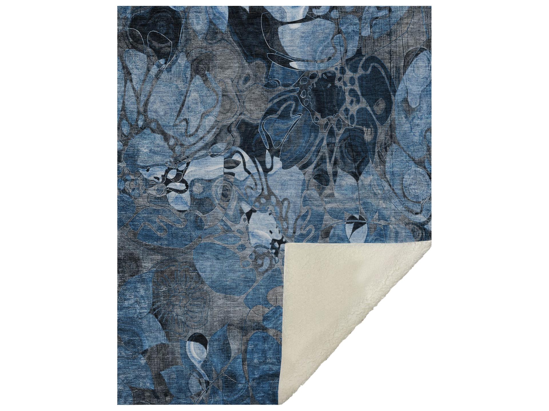 Sherpa Blue Polyester Throw