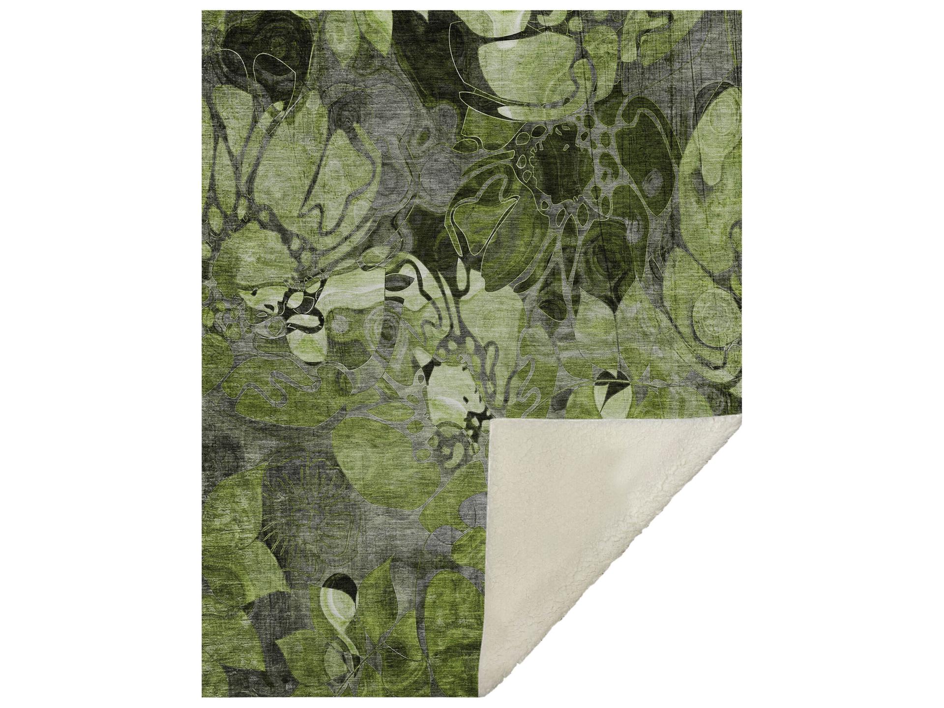 Sherpa Green Polyester Throw