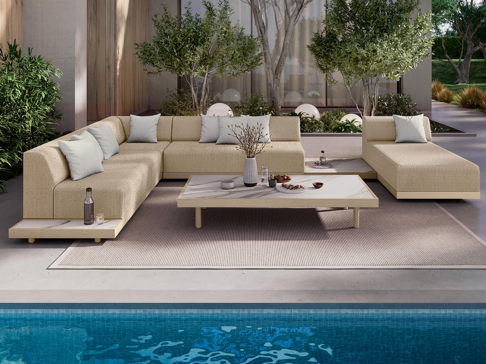 Ebel Grande Aluminum Wicker Padded Sectional Lounge Set