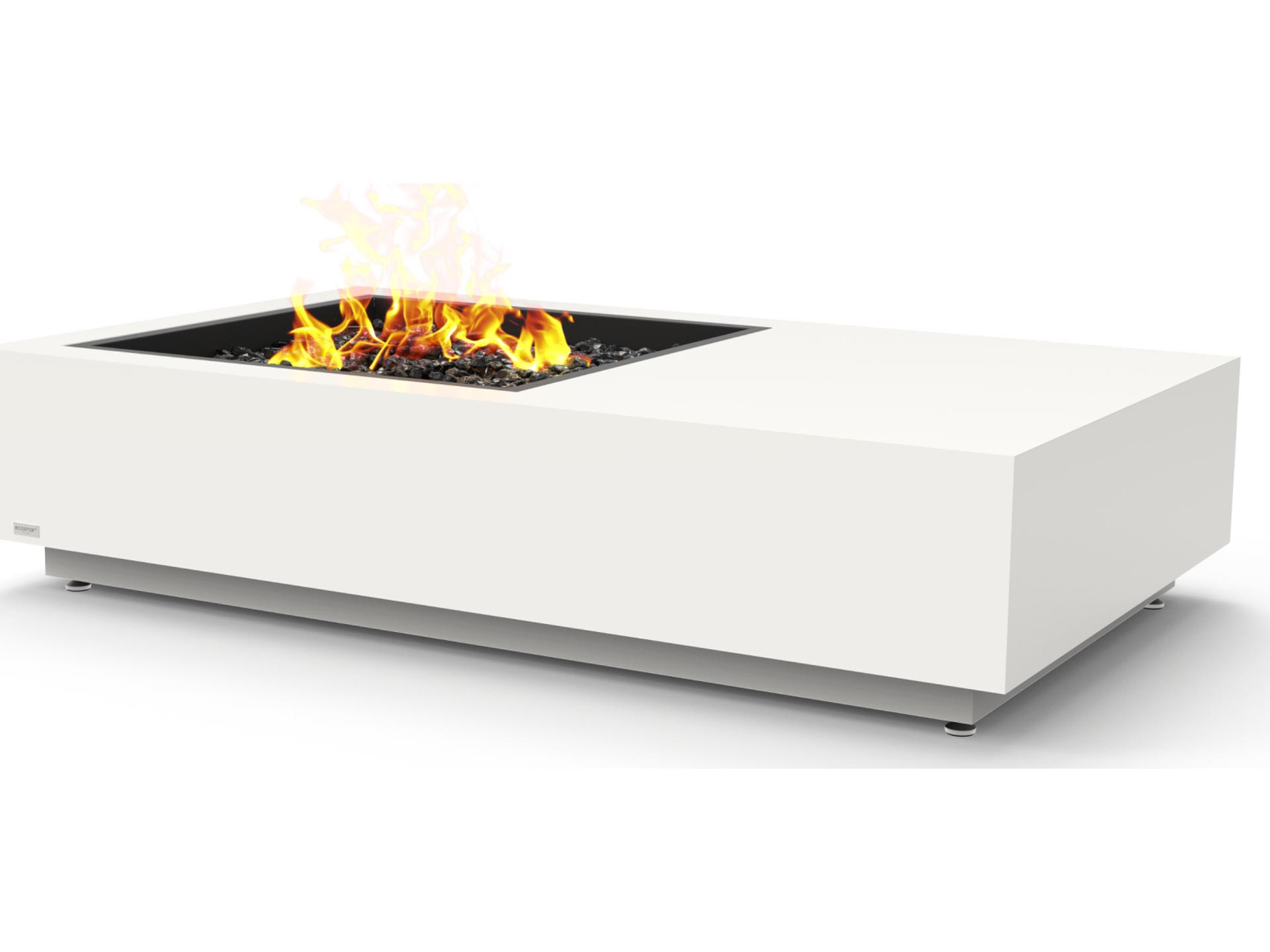 EcoSmart Fire Manhattan Rectangular Outdoor Patio Fire Pit Table with LP/NG Gas Burner Stainless Steel