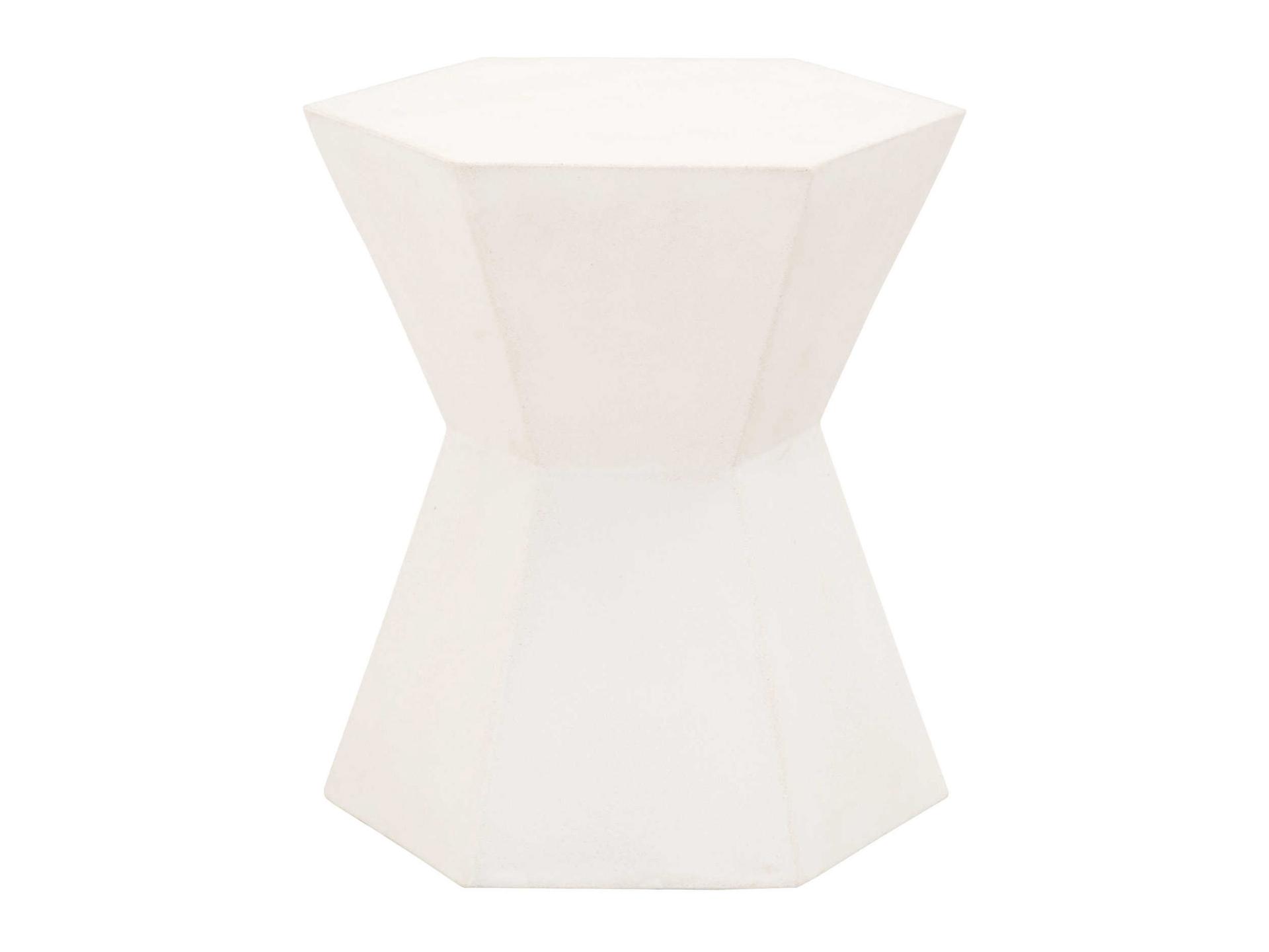 District Ivory Concrete Hexagon End Table