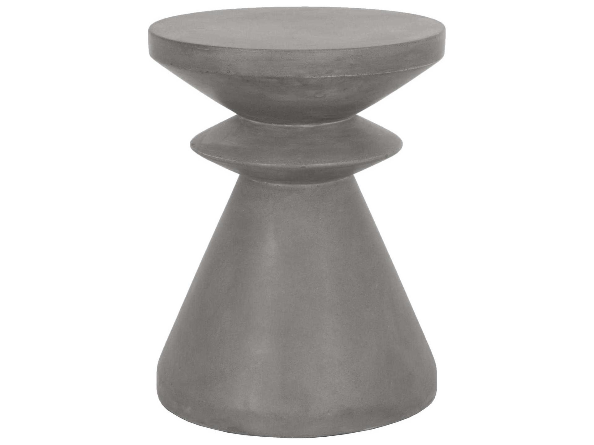 Essentials for Living Outdoor District Slate Grey Concrete Round End Table