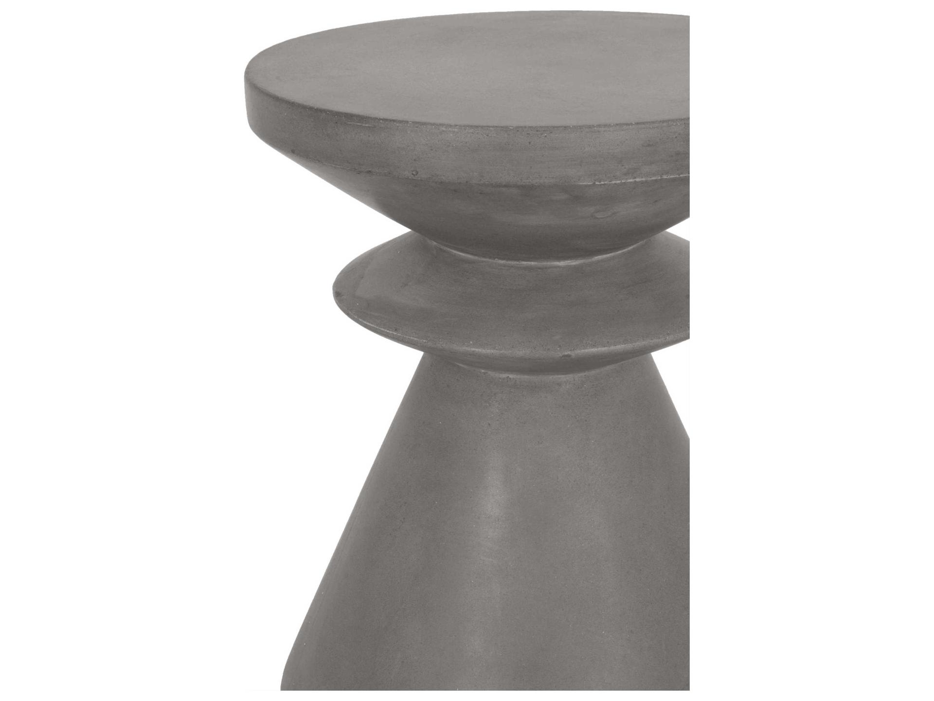 Essentials for Living Outdoor District Slate Grey Concrete Round End Table