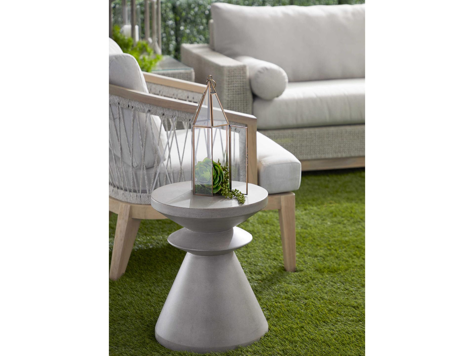 Essentials for Living Outdoor District Slate Grey Concrete Round End Table