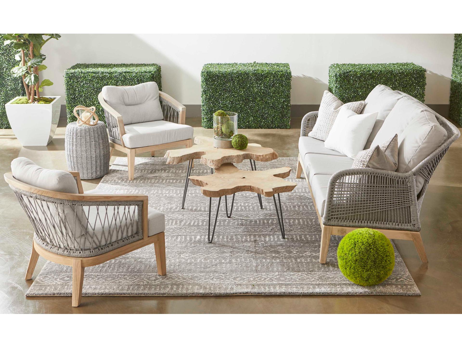 Essentials for Living Outdoor Woven Rope Platinum Aluminum Round End Table