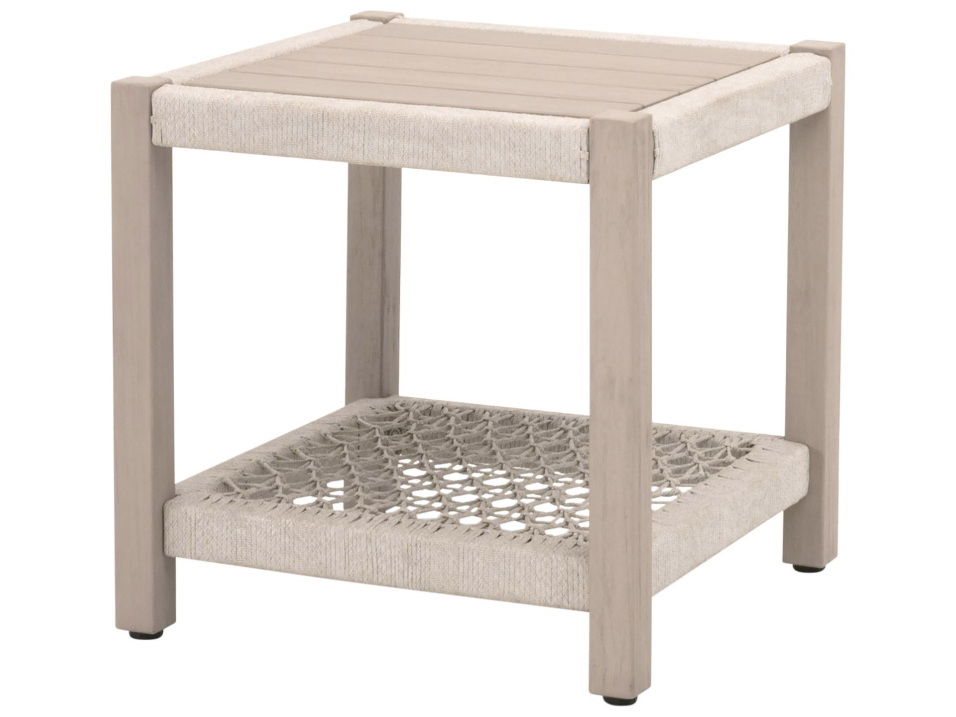 Essentials for Living Outdoor Woven - Outdoor Wrap Wood Square End Table