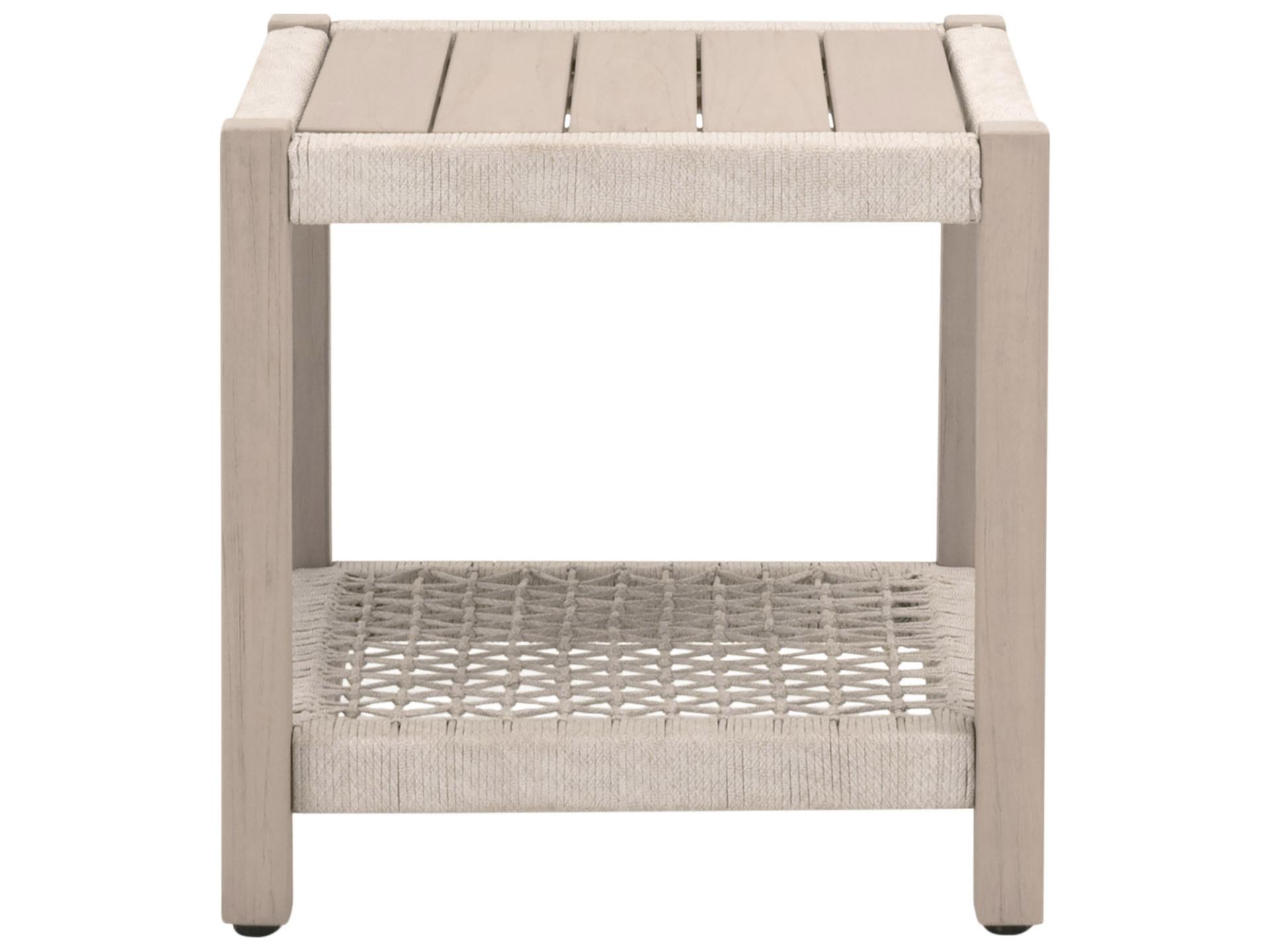 Essentials for Living Outdoor Woven - Outdoor Wrap Wood Square End Table