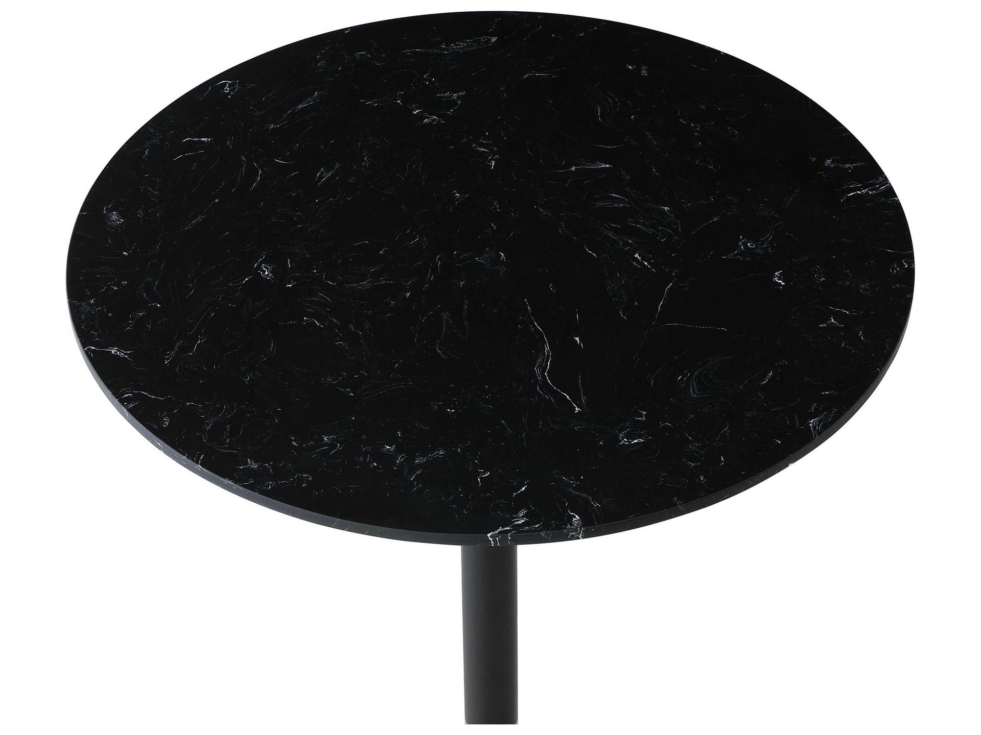 Elegant Lighting Ronan Black Gold Round Faux Marble Bar Table