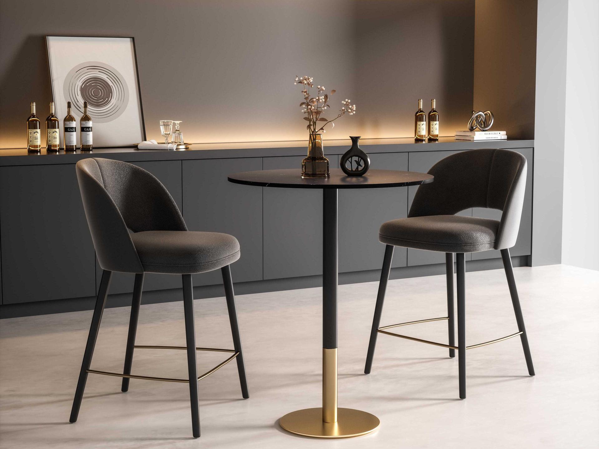 Elegant Lighting Ronan Black Gold Round Faux Marble Bar Table