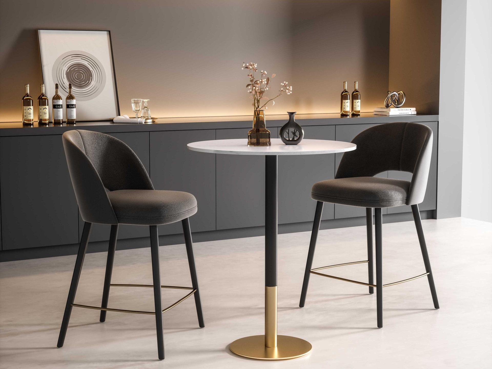 Elegant Lighting Ronan White Gold Round Faux Marble Bar Table