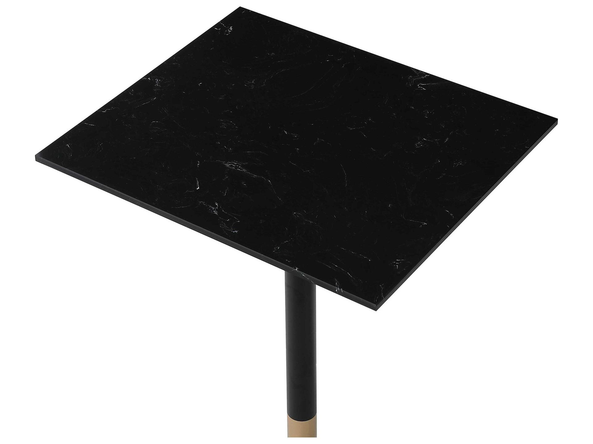 Elegant Lighting Ronan Black Gold Rectangular Faux Marble Bar Table