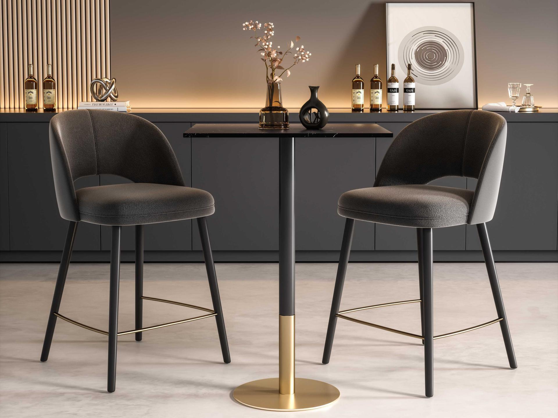 Elegant Lighting Ronan Black Gold Rectangular Faux Marble Bar Table