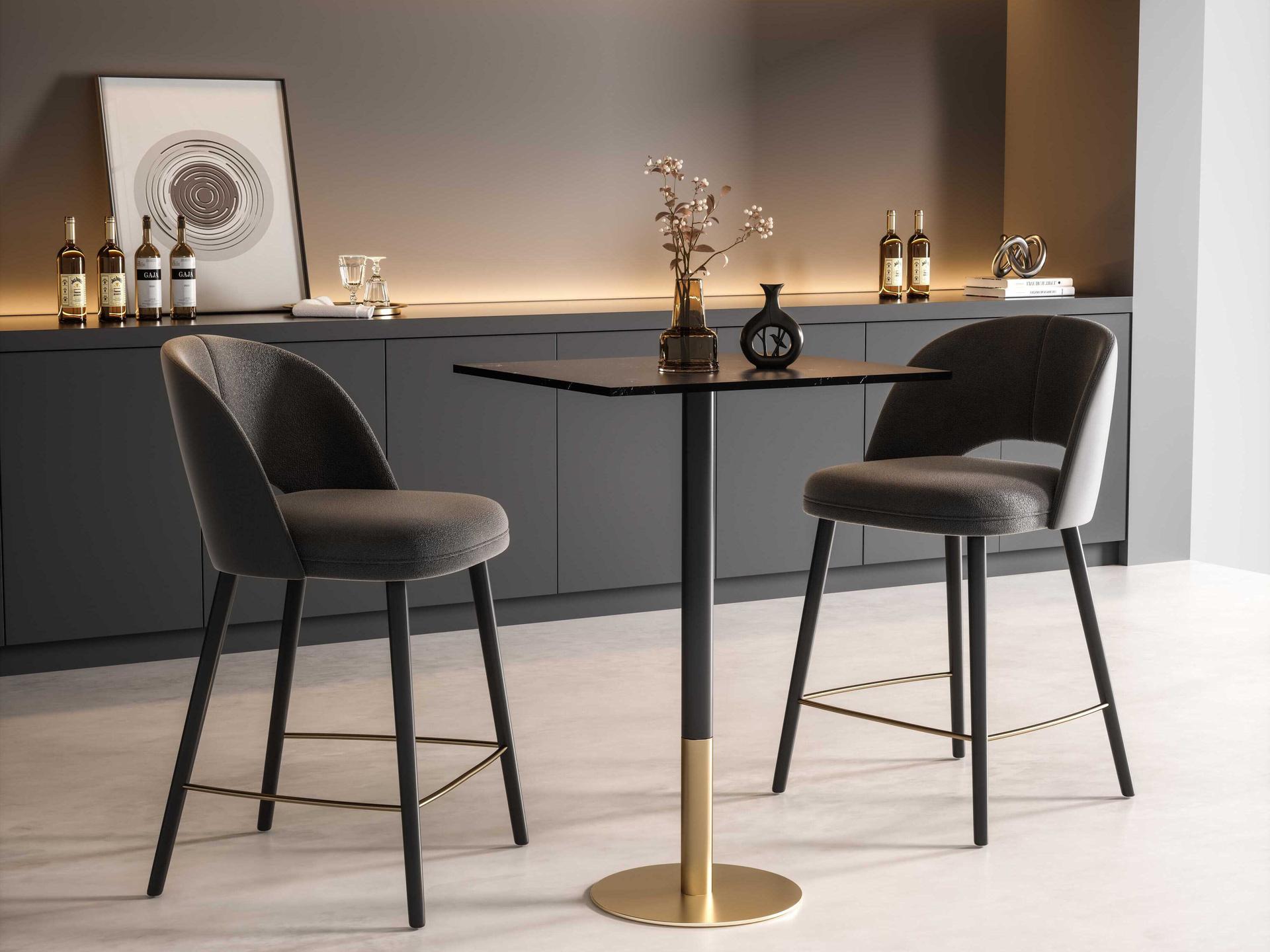 Elegant Lighting Ronan Black Gold Rectangular Faux Marble Bar Table