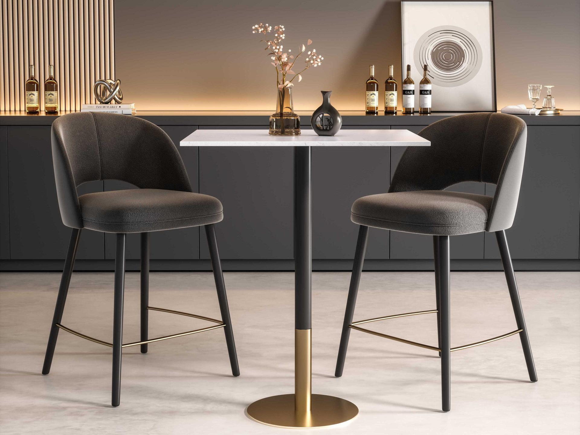 Elegant Lighting Ronan White Gold Rectangular Faux Marble Bar Table