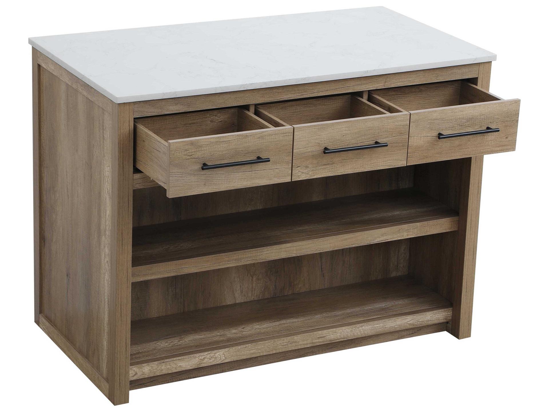 Elegant Lighting Porter Marble Natural Oak Kitchen Island