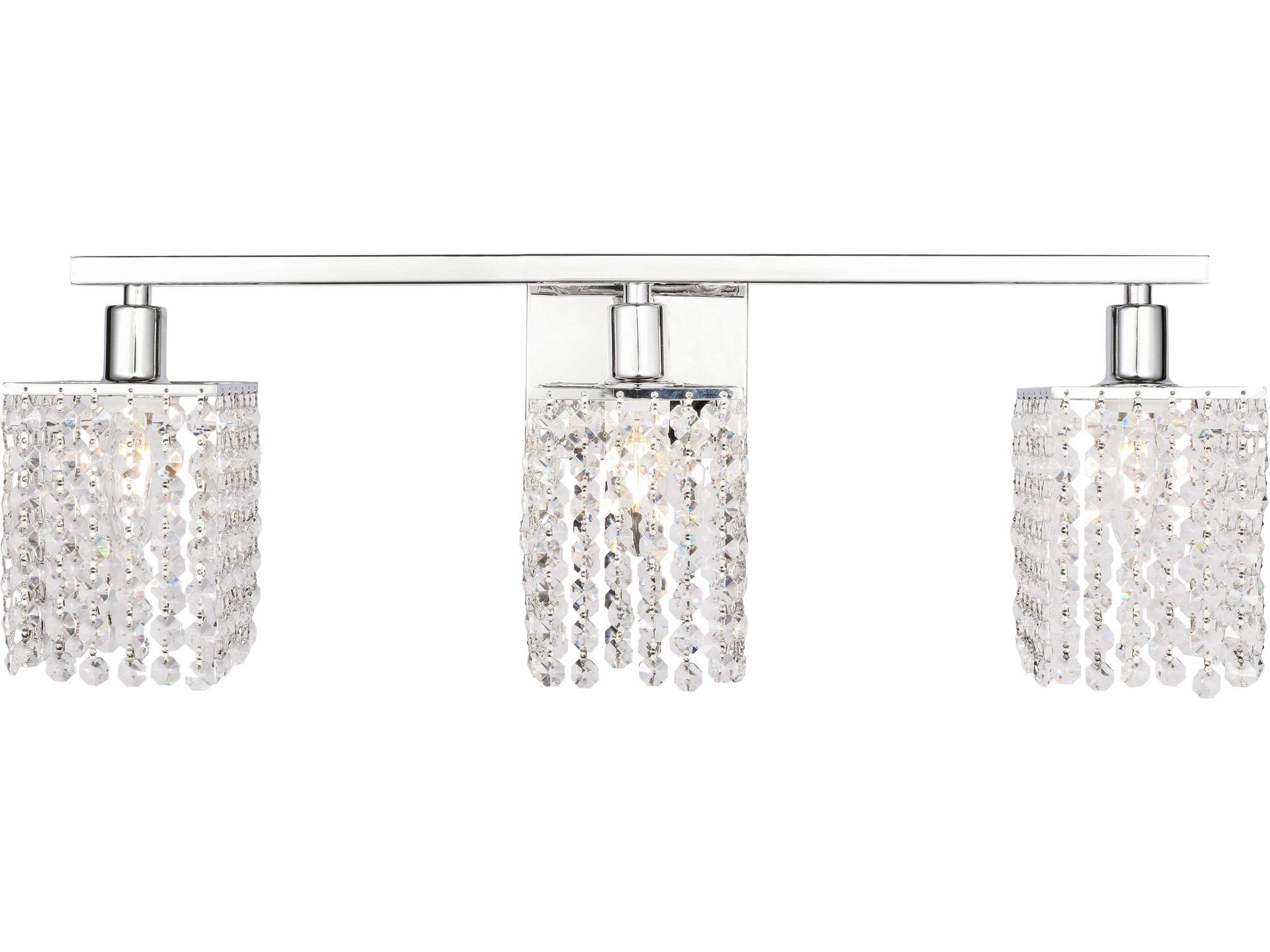 Elegant Lighting Phineas 3-Light Chrome Crystal Glass Vanity Light