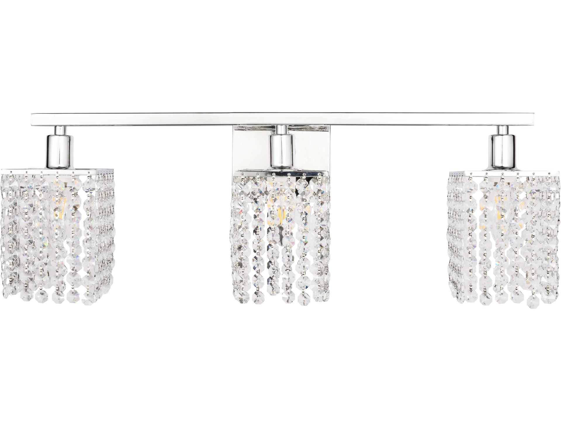 Elegant Lighting Phineas 3-Light Chrome Crystal Glass Vanity Light