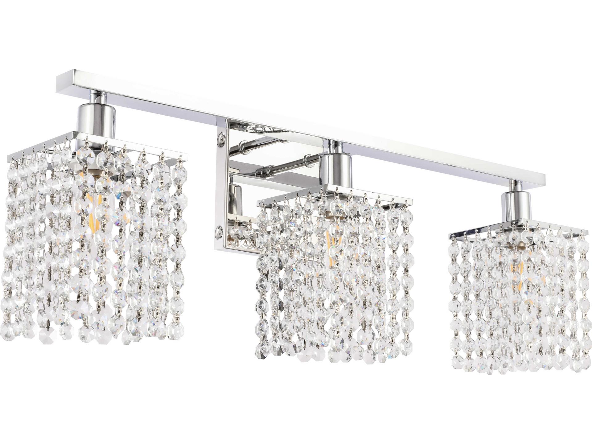 Elegant Lighting Phineas 3-Light Chrome Crystal Glass Vanity Light
