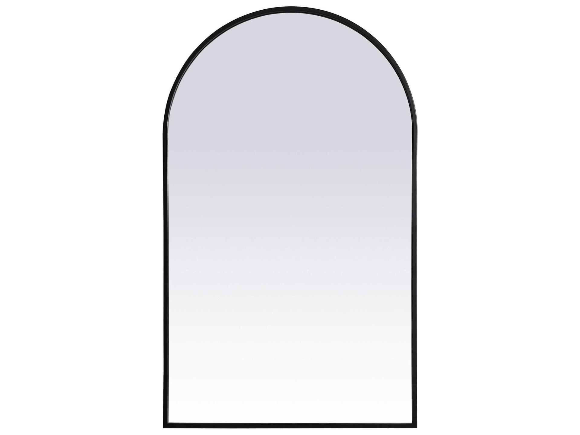 Ayra 24 x 40 Inch Metal Frame Arch Wall Mirror in Black