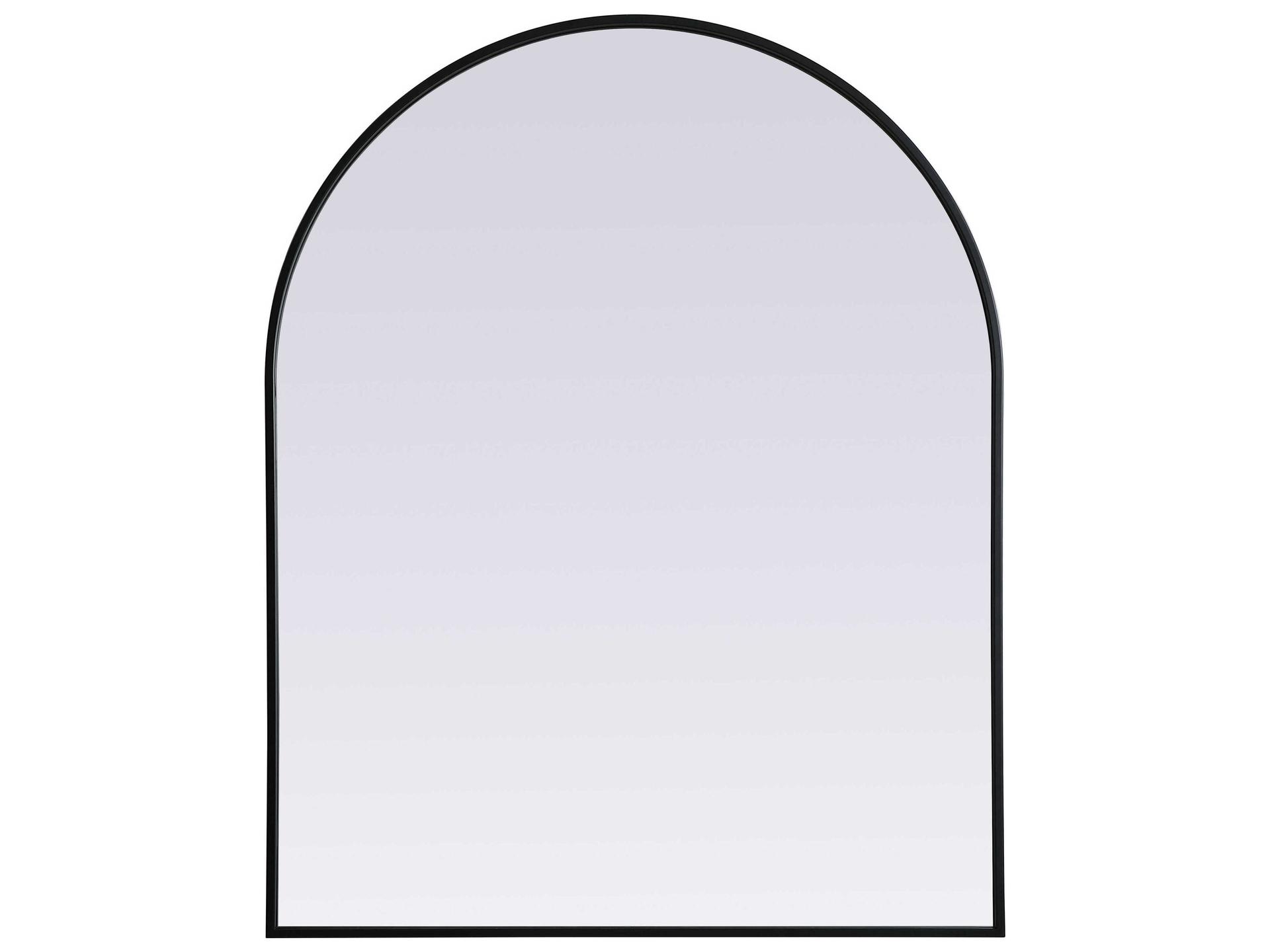 Ayra 33x42 Inch Black Metal Frame Arch Wall Mirror