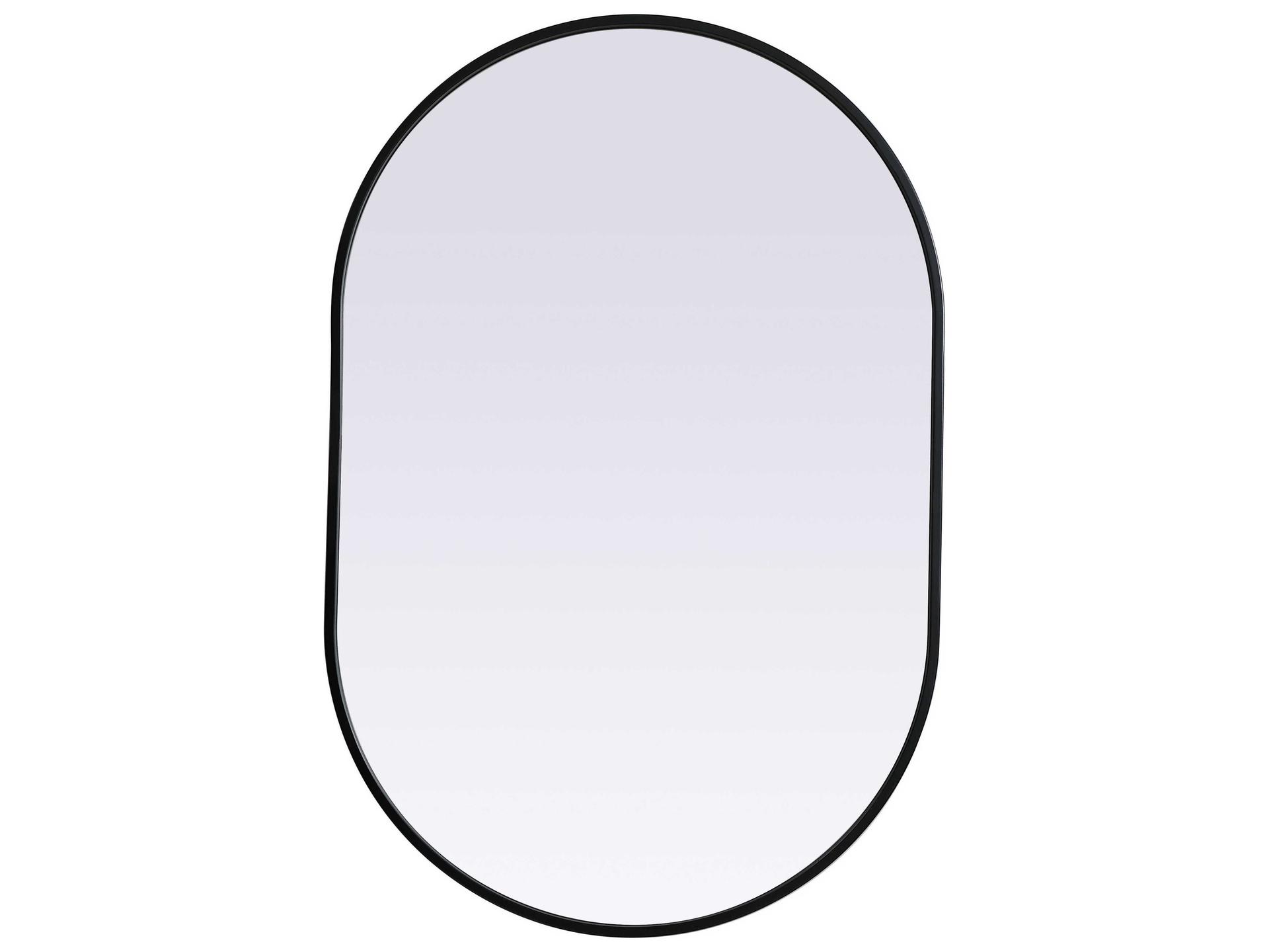 Asha 24 x 36 Inch Oval Wall Mirror in Black