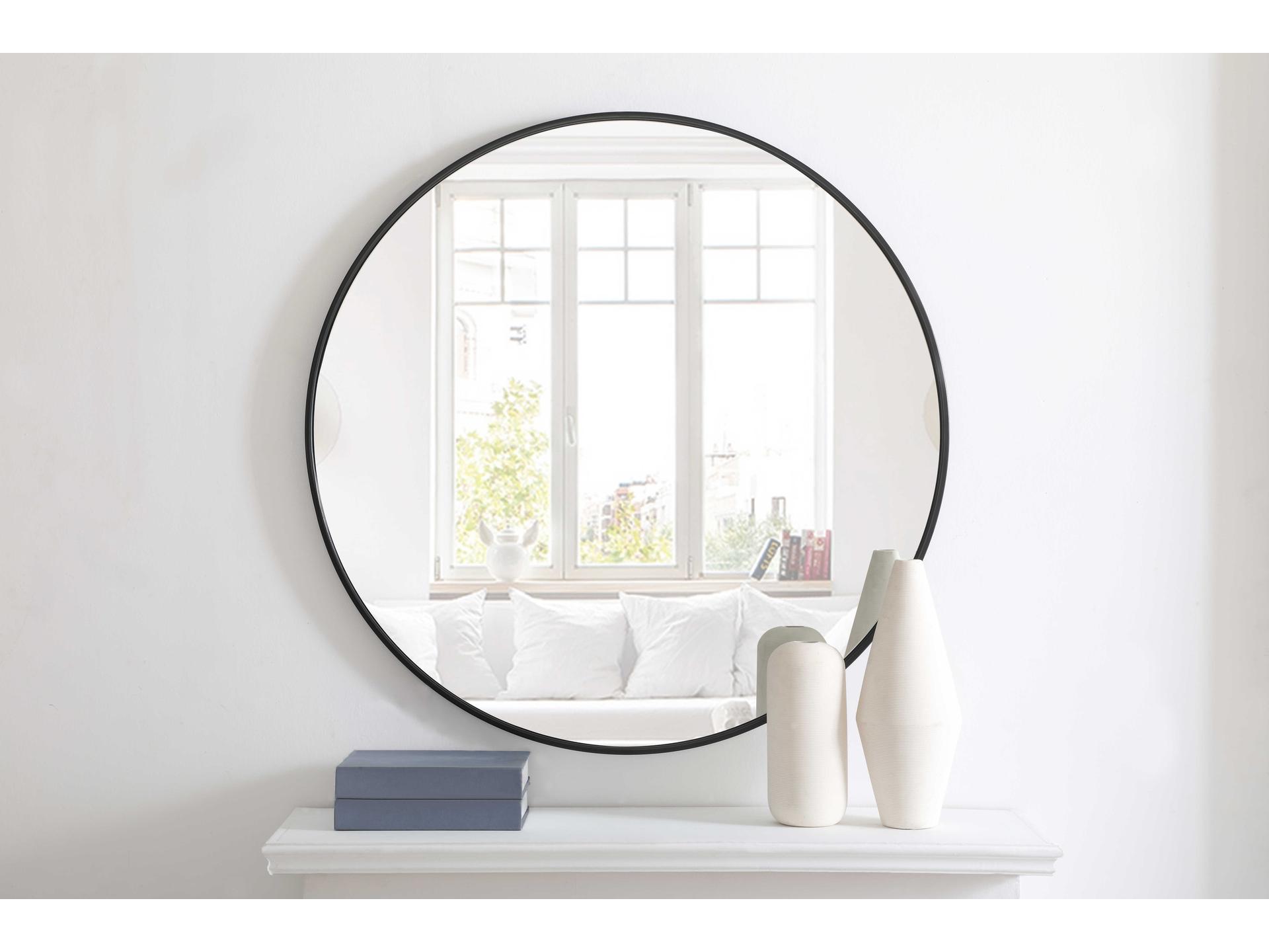 Elegant Lighting Eternity Black Round Wall Mirror