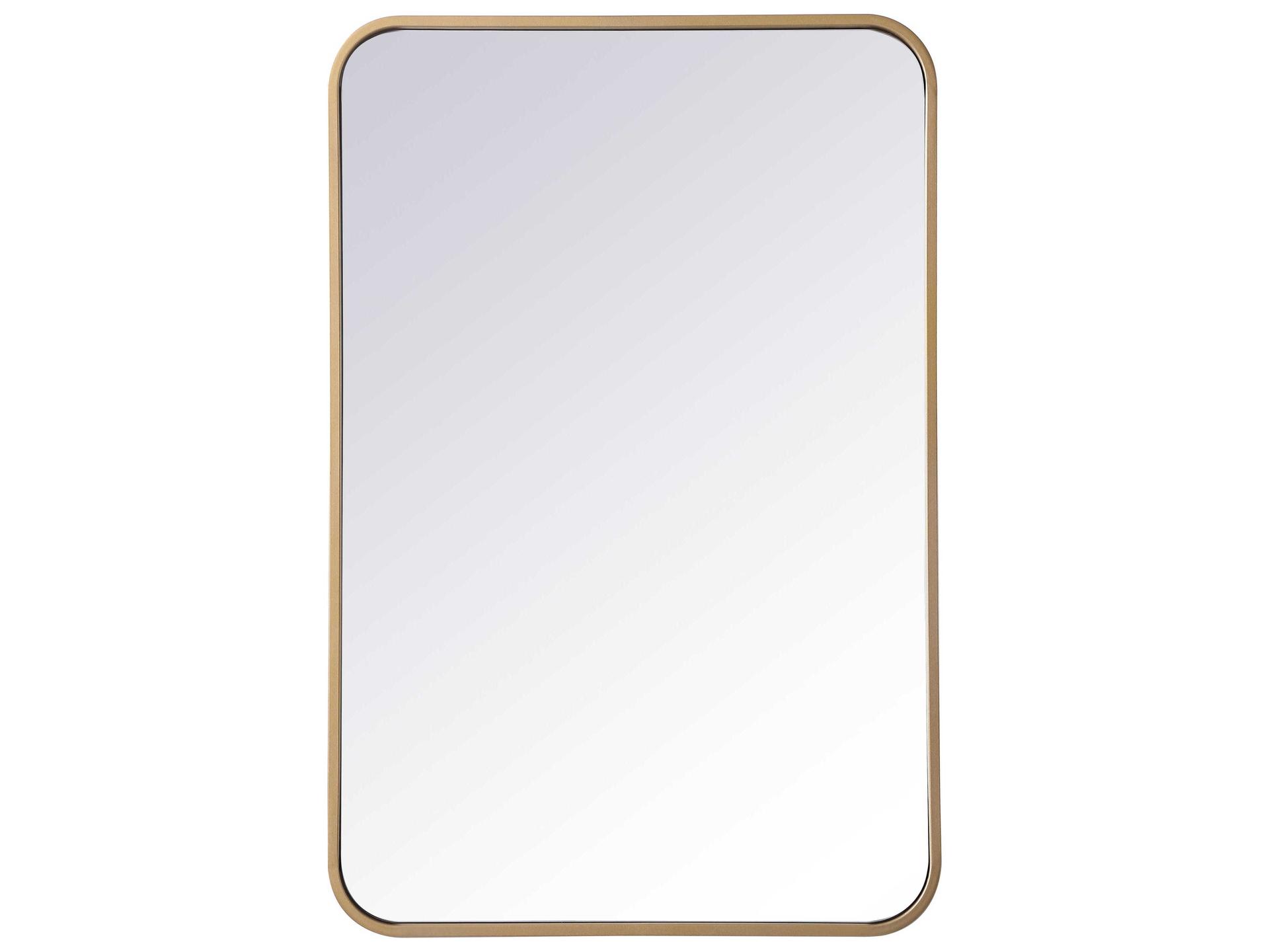 Evermore Soft Corner Rectangular Mirror in Brass