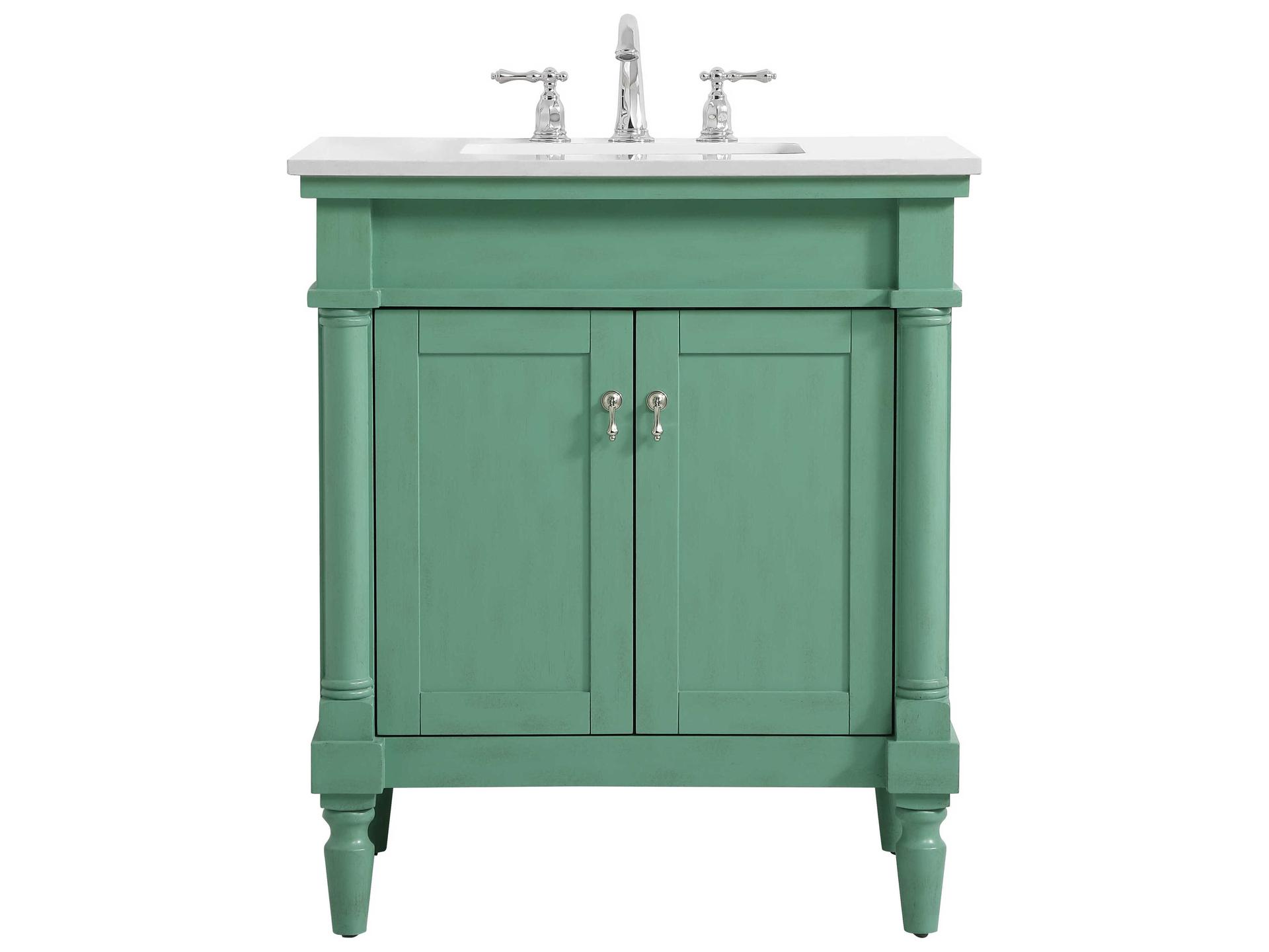 Lexington 30-Inch Single Vanity with Ivory White Engineered Marble Top in Vintage Mint